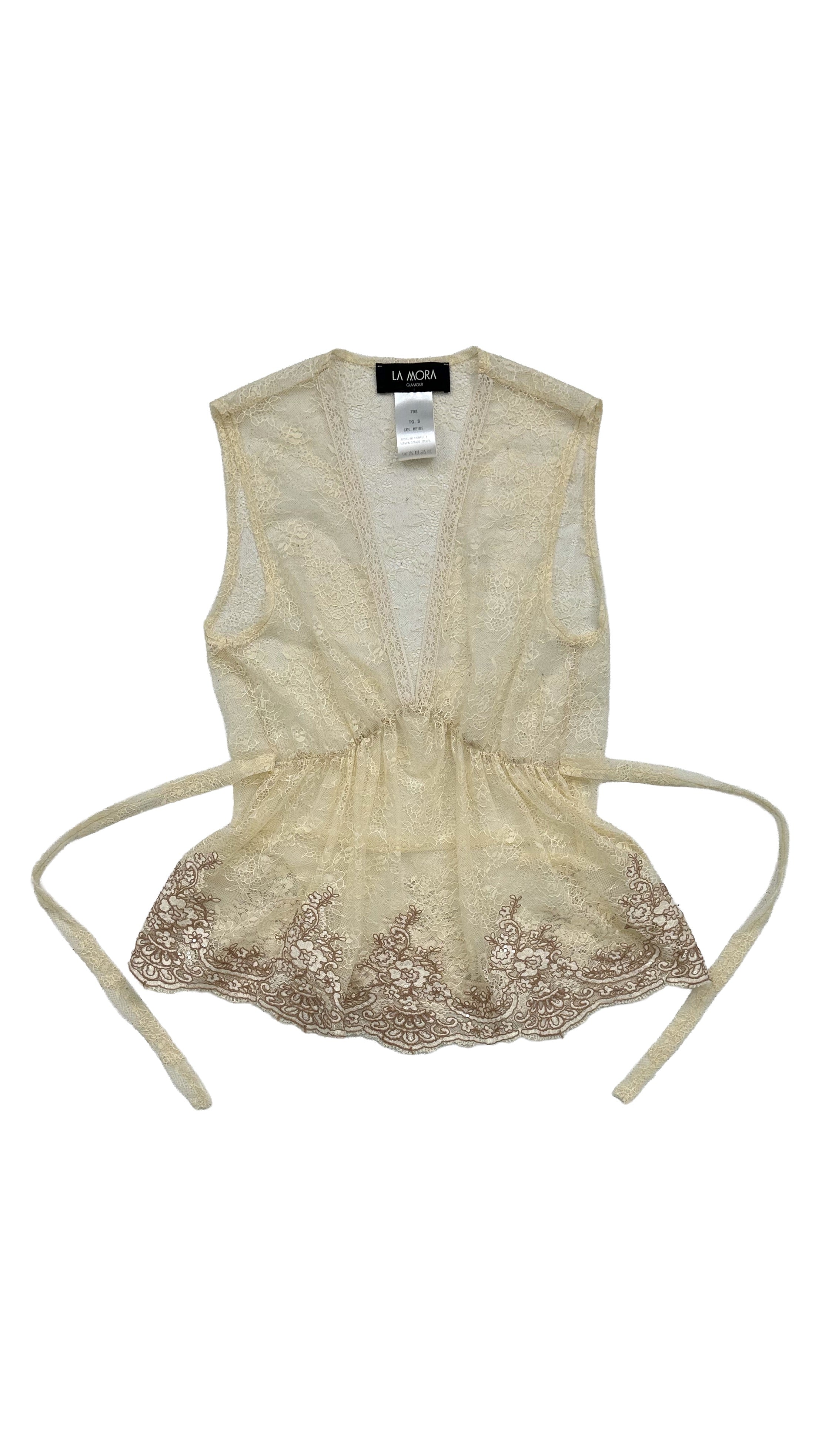 TWINSET TOP PIZZO RICAMATO PIU' TOP IN JERSEY MODAL