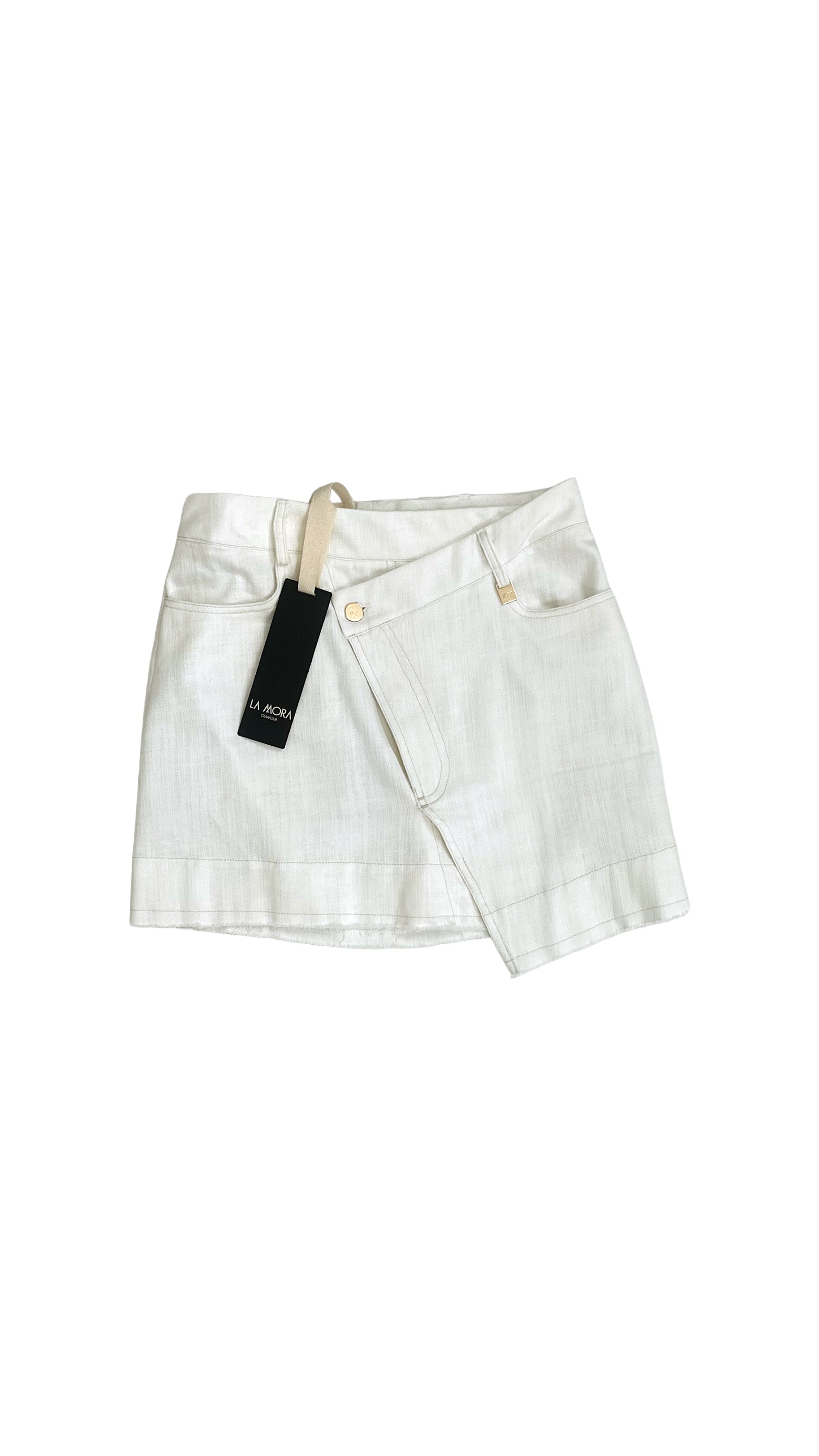 GONNA CORTA ASIMMETRICA IN COTONE JEANS