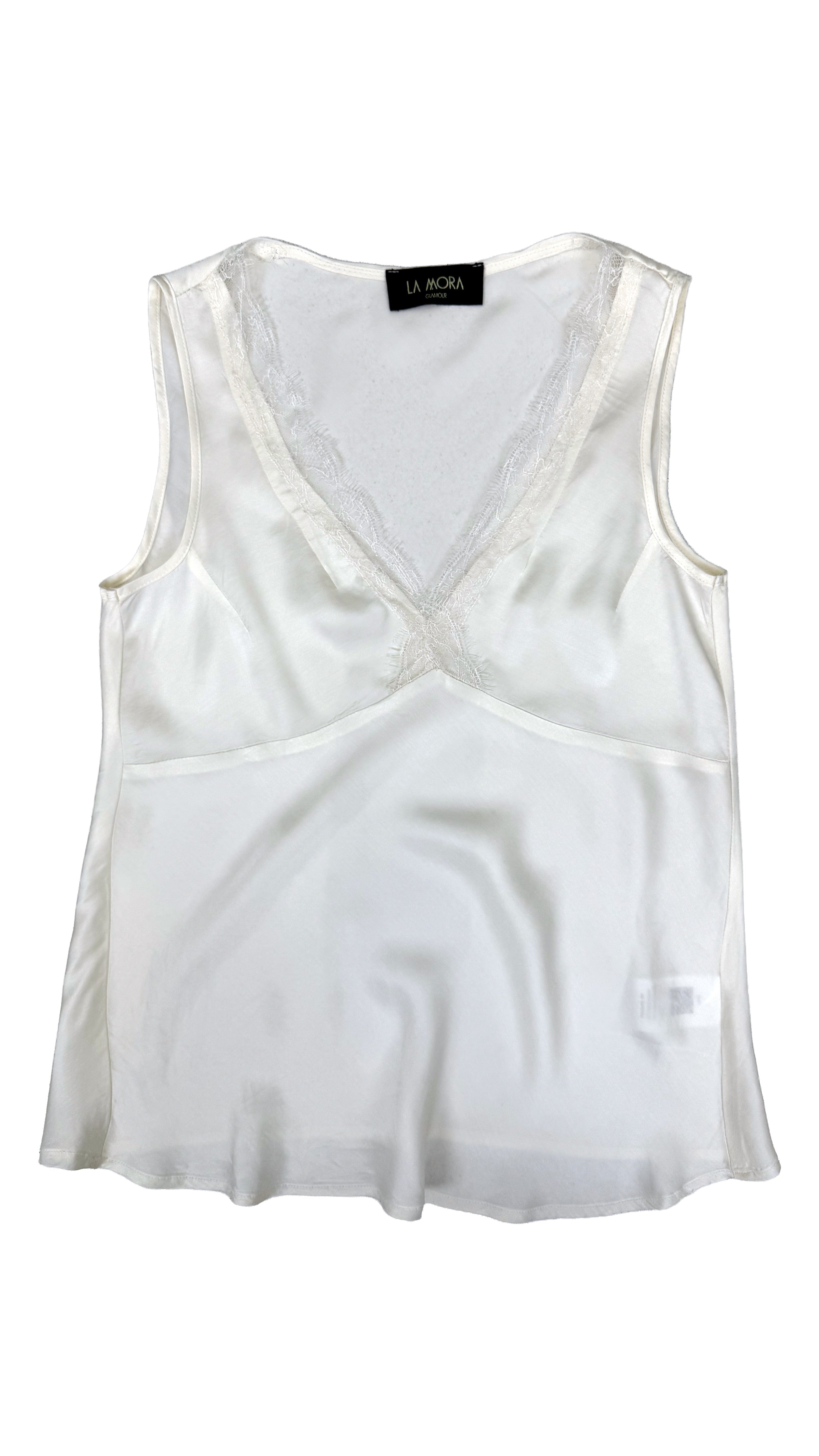 TOP RASO SPALLA LARGA PIZZO IN TONO