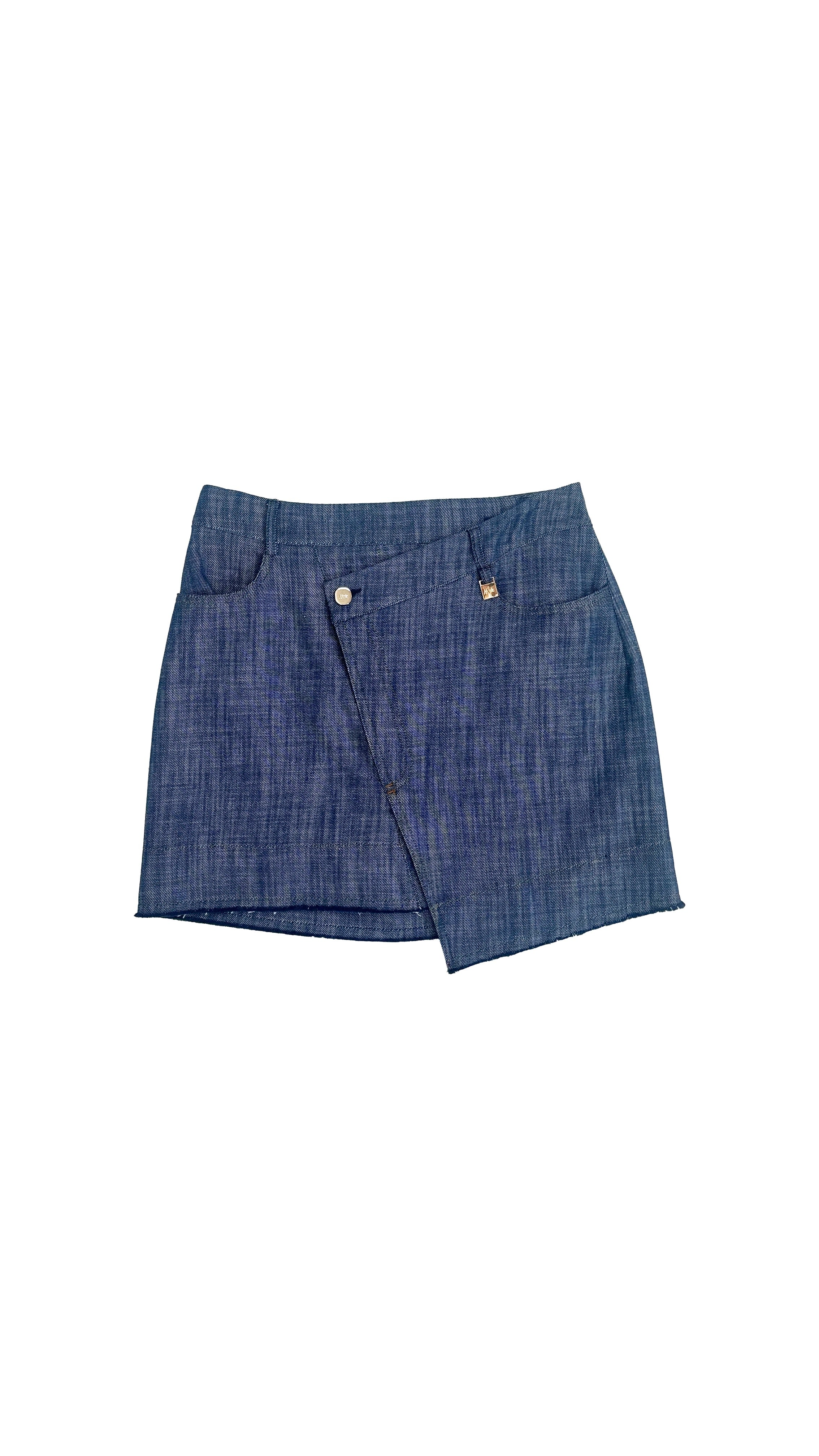 GONNA CORTA ASIMMETRICA IN COTONE JEANS
