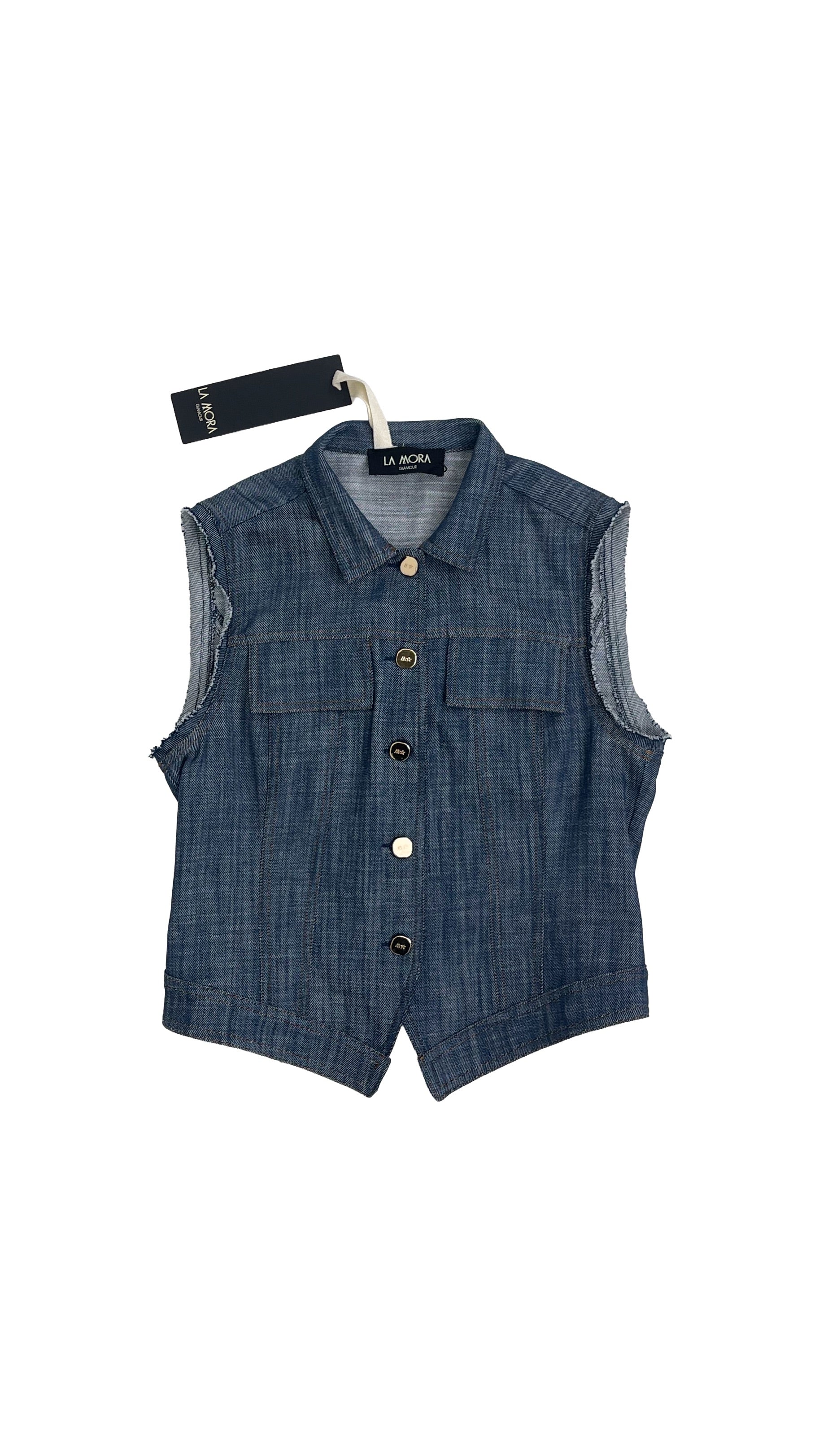 GILET-GIUBBETTO IN COTONE JEANS