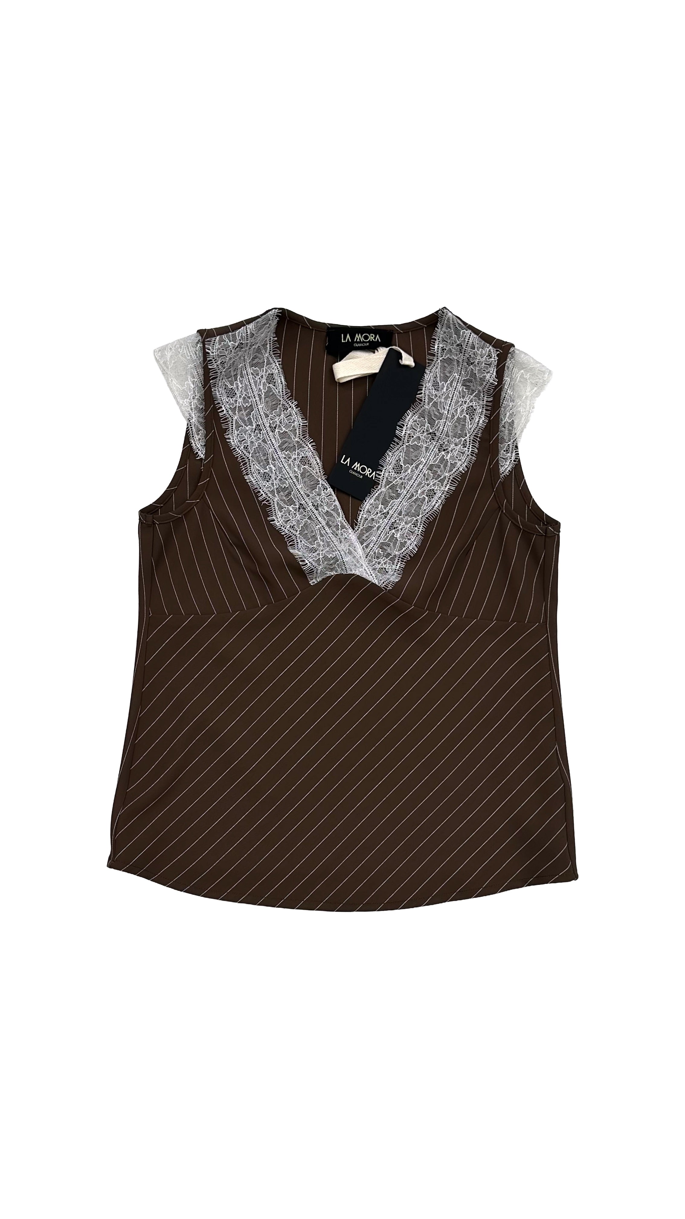 TOP GESSATO IN CADY FLUIDO CON PIZZO