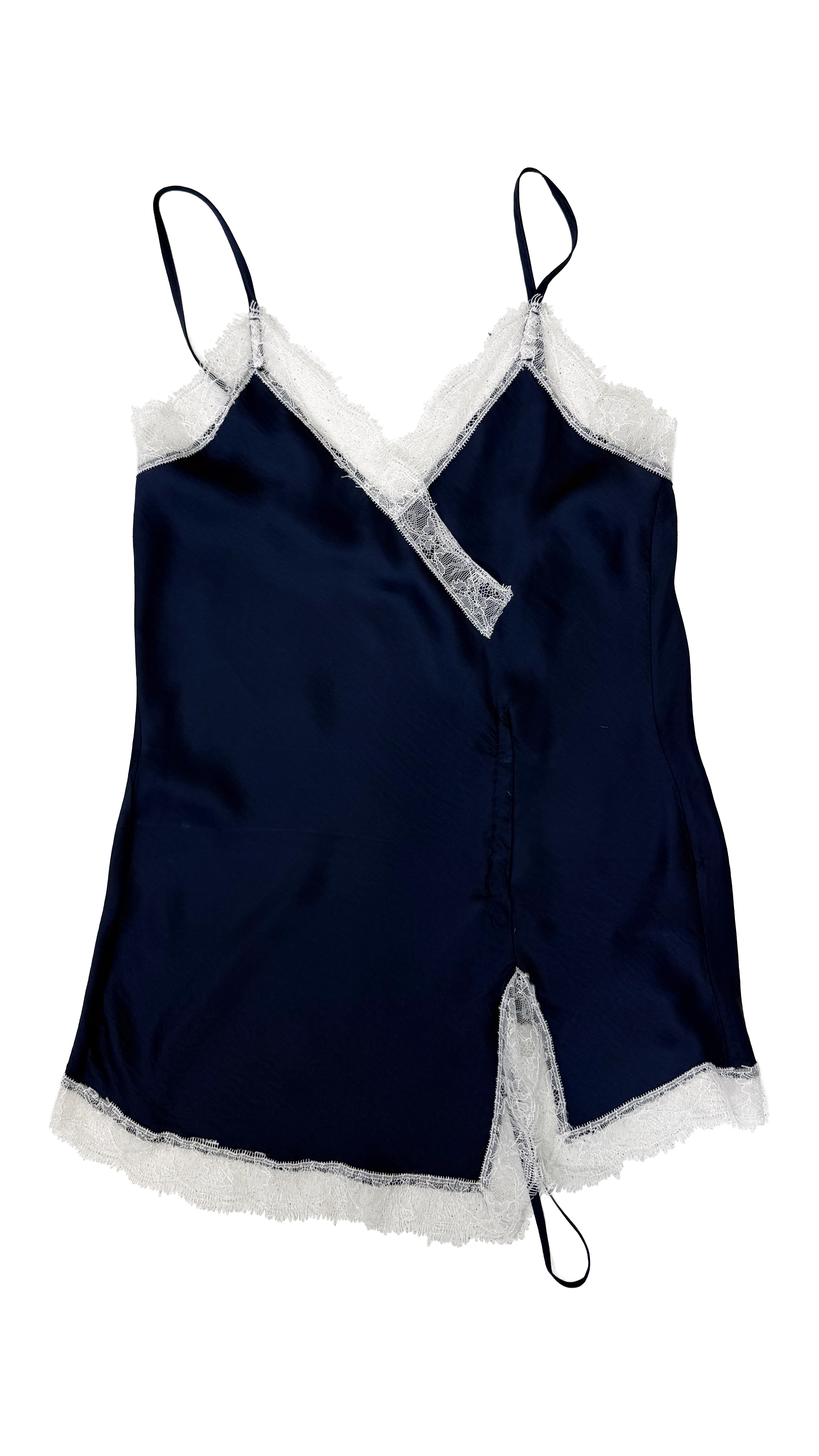 TOP LINGERIE IN RASO DI VISCOSA CON PIZZO