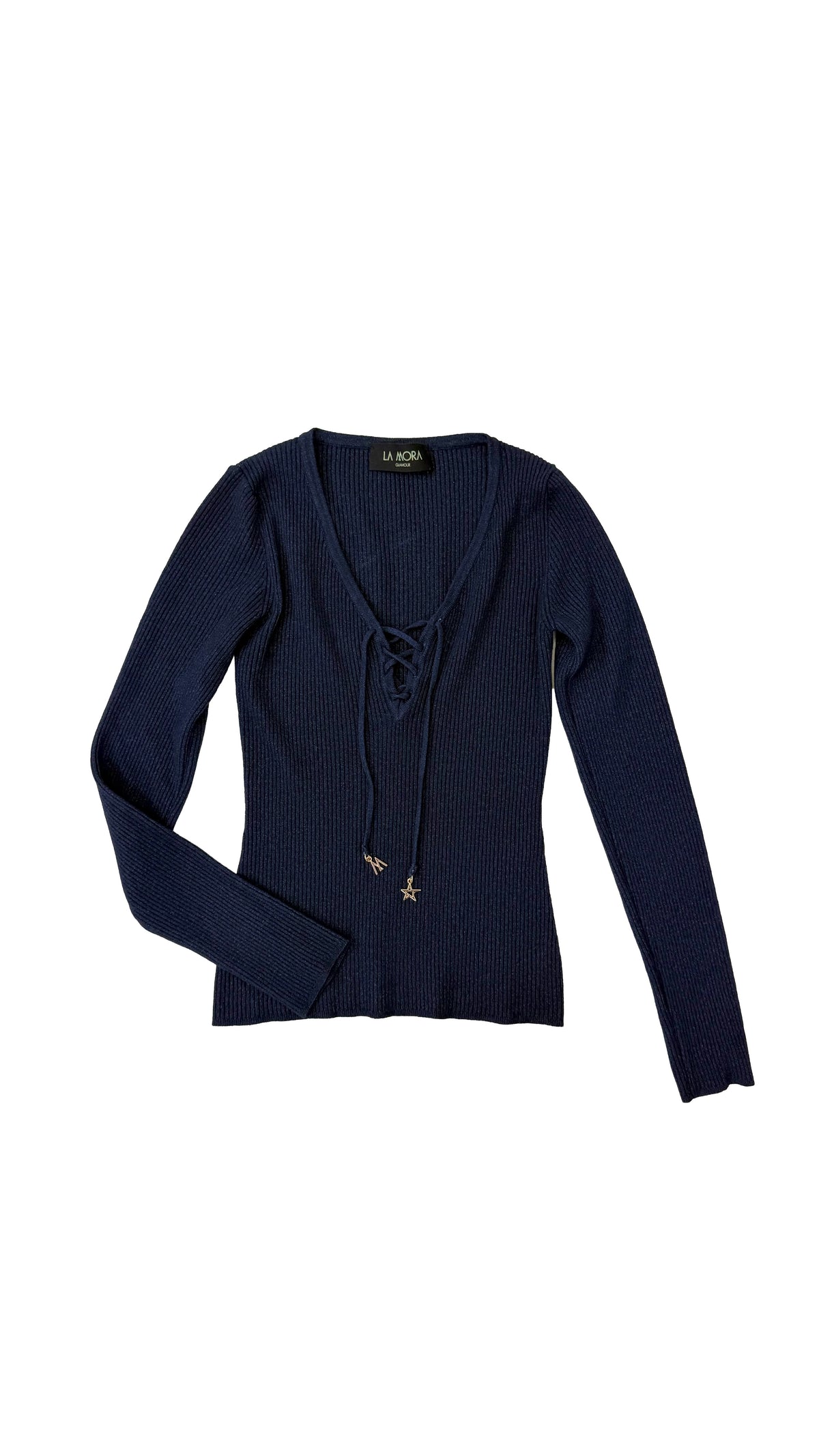MAGLIA COSTINA SLIM SCOLLO A V LACCIO IN CALDA VISCOSA