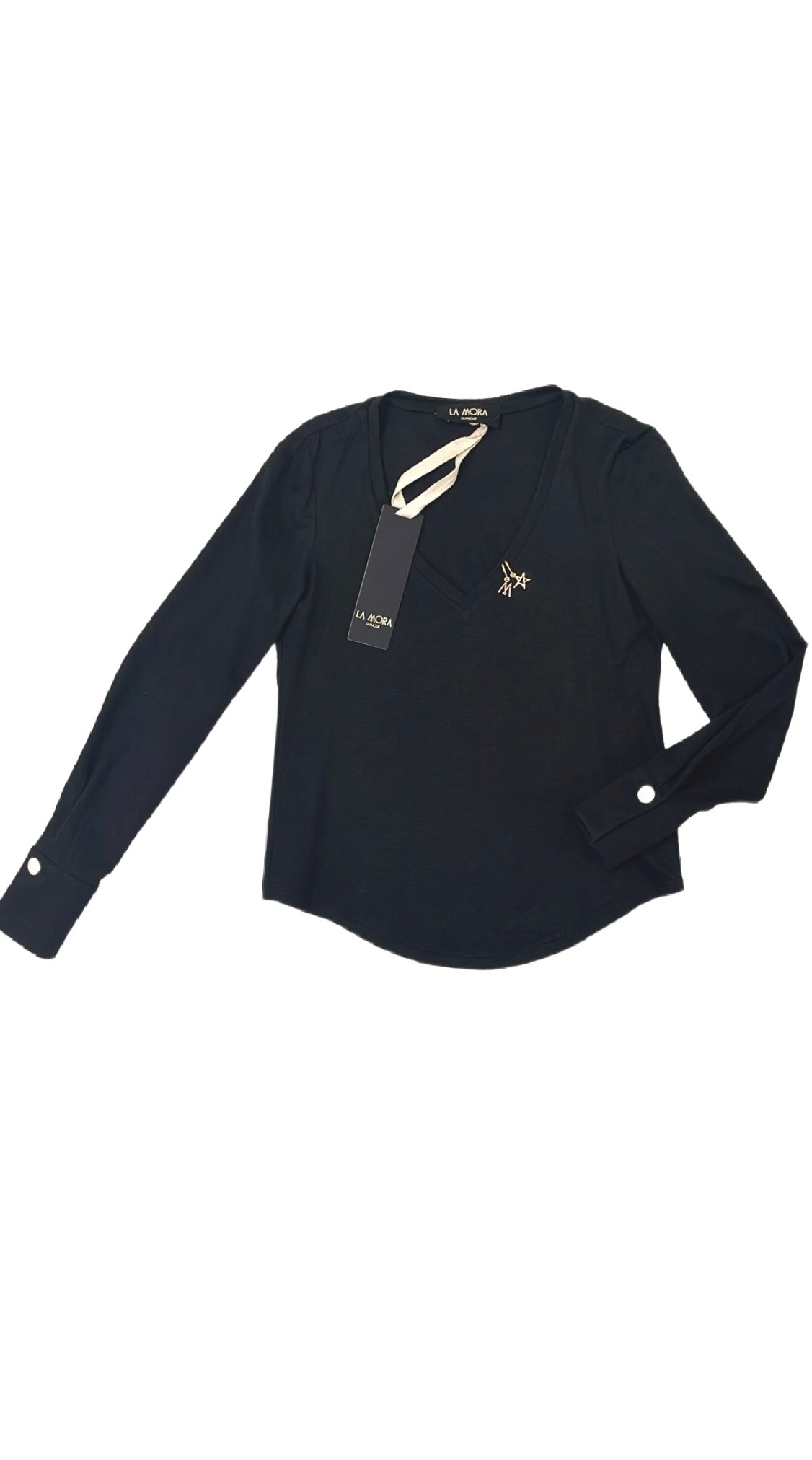 T-SHIRT BASICA CON SCOLLO A V IN JERSEY MODAL