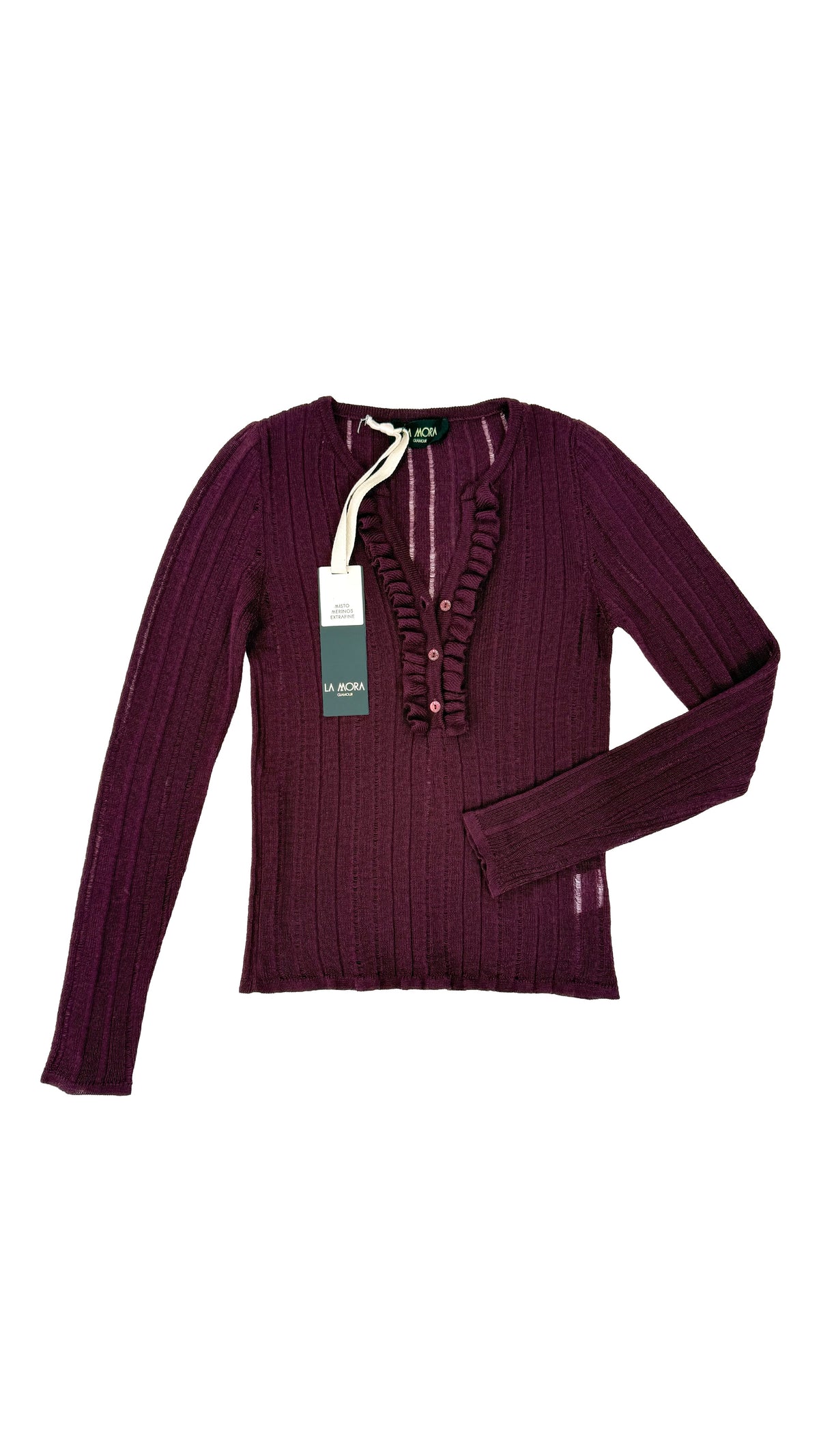 MAGLIA ROUCHES SCOLLO IN MERINOS
