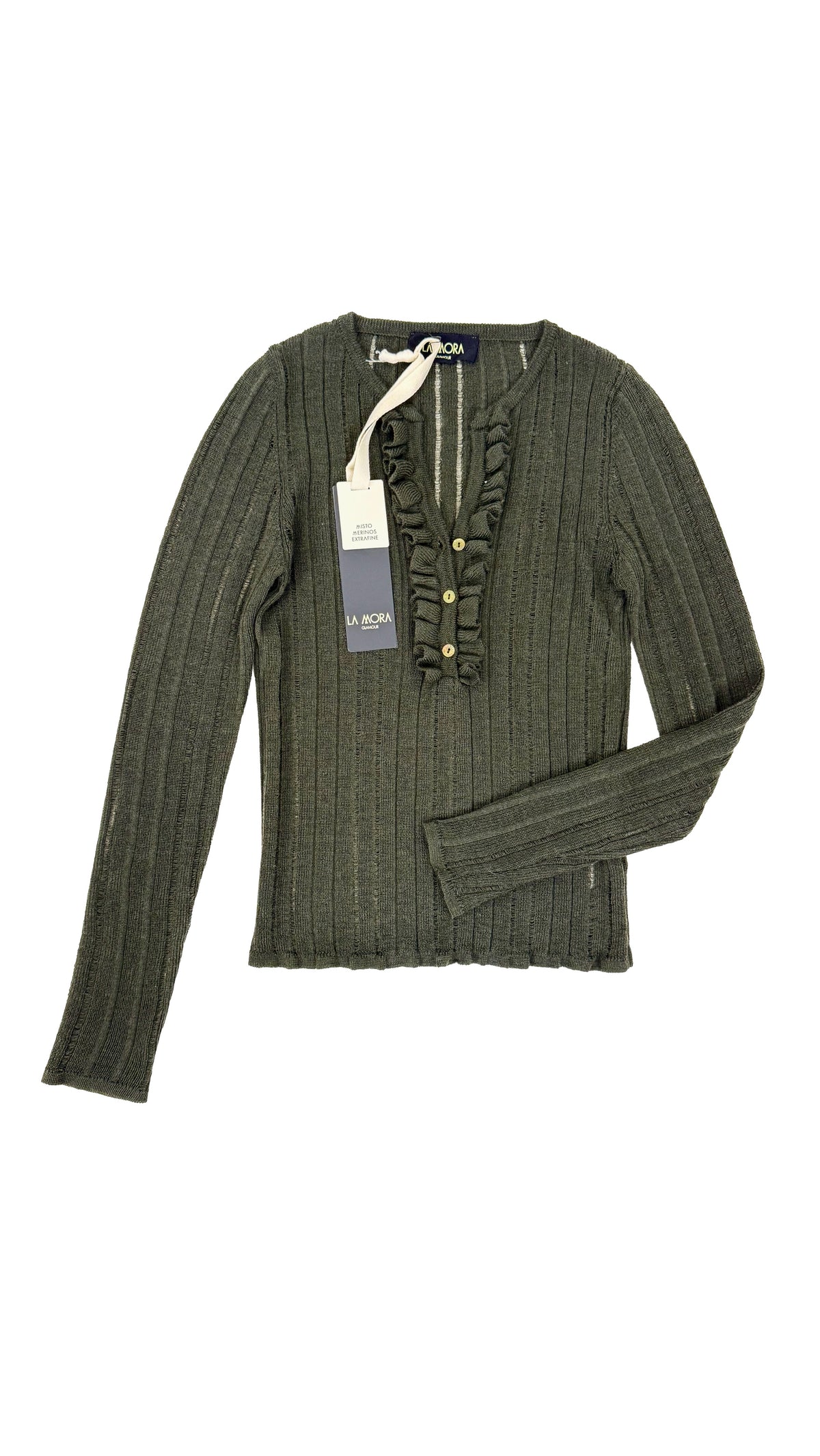MAGLIA ROUCHES SCOLLO IN MERINOS
