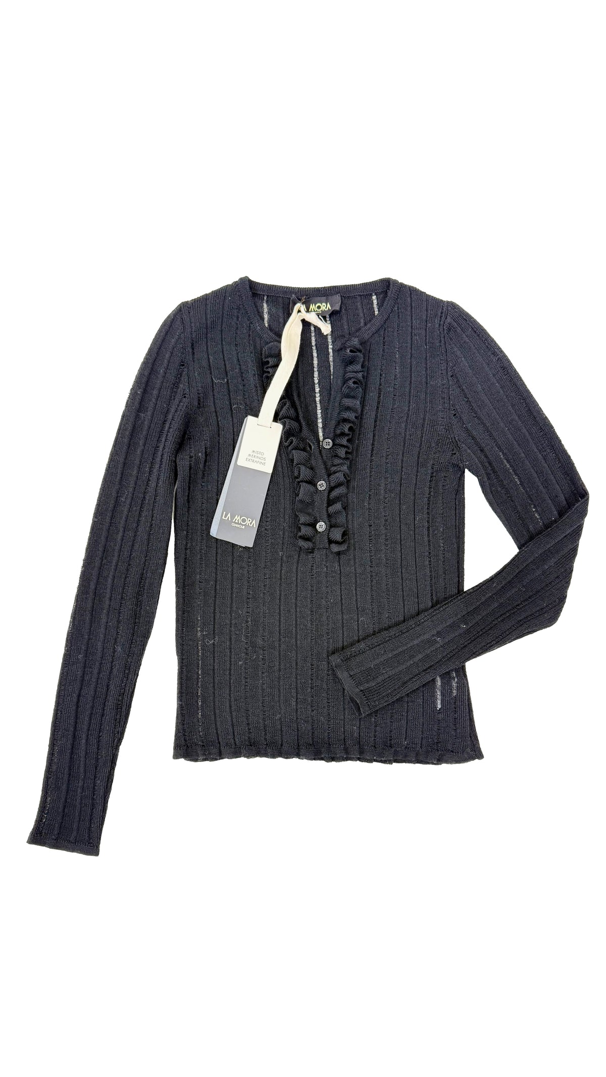 MAGLIA ROUCHES SCOLLO IN MERINOS