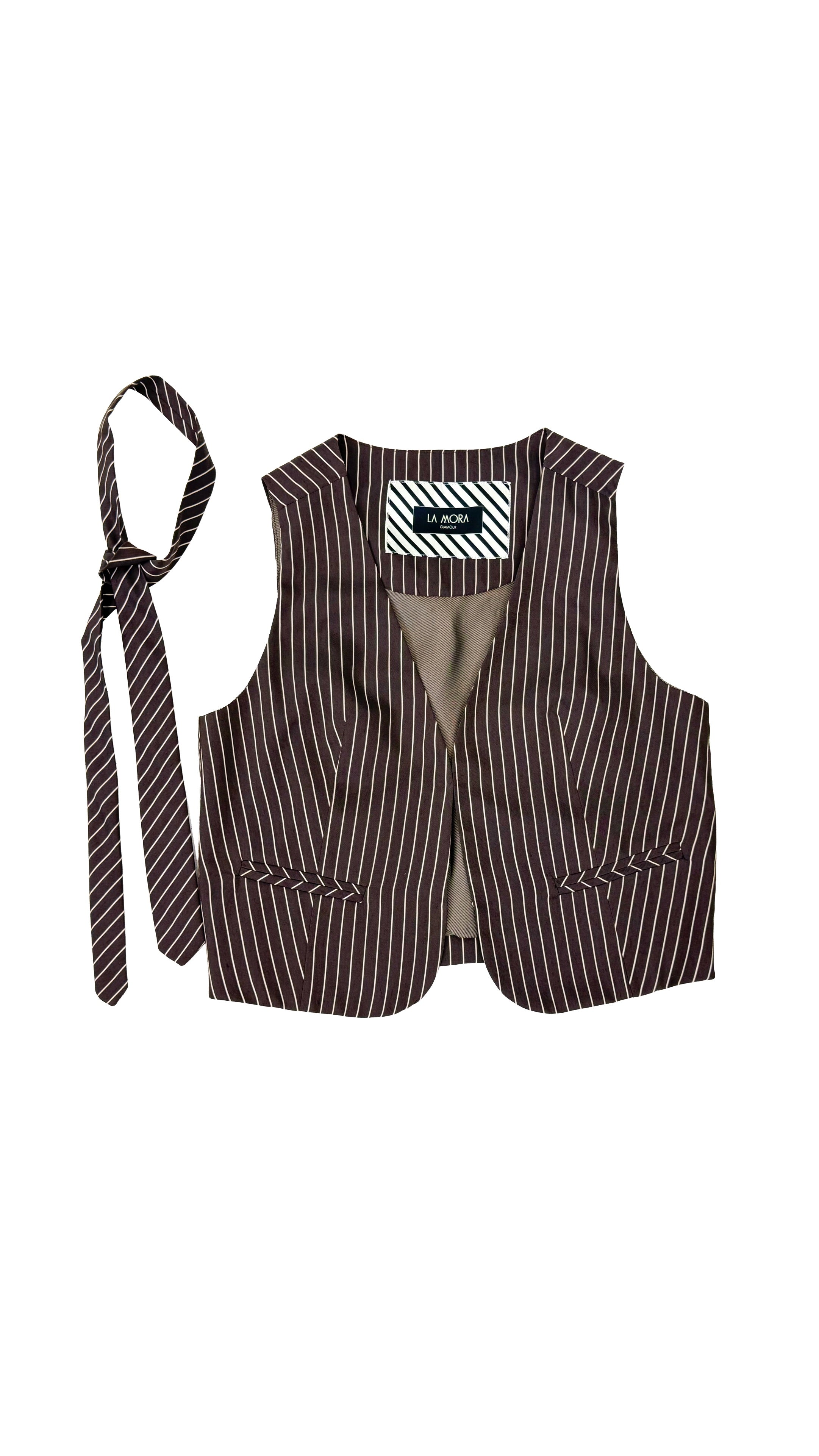 GILET PIU' GRAVATTA IN RIGA VISCOSA NYLON