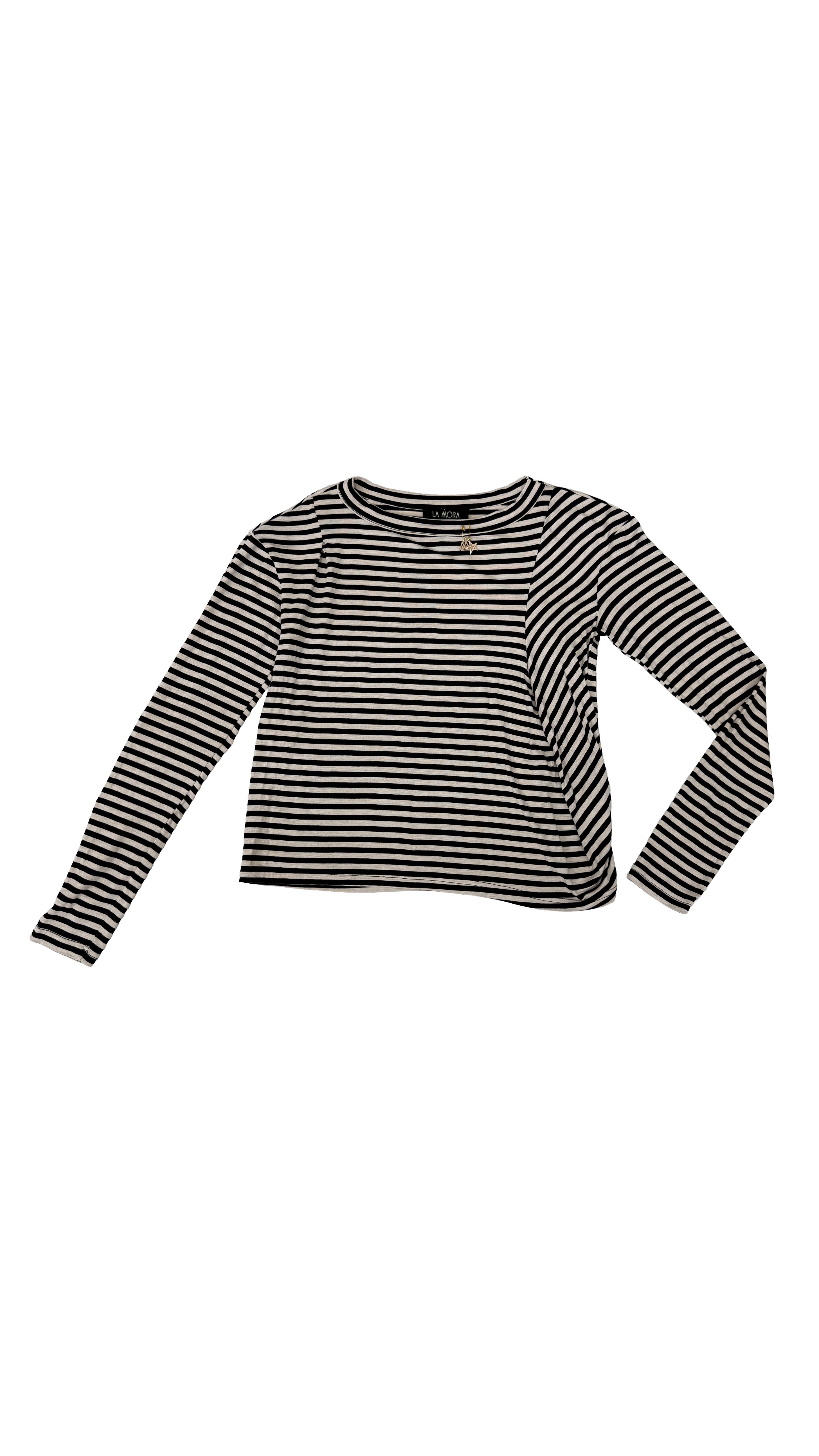 T-SHIRT LINEA QUADRATA RIGHE VISCOSA
