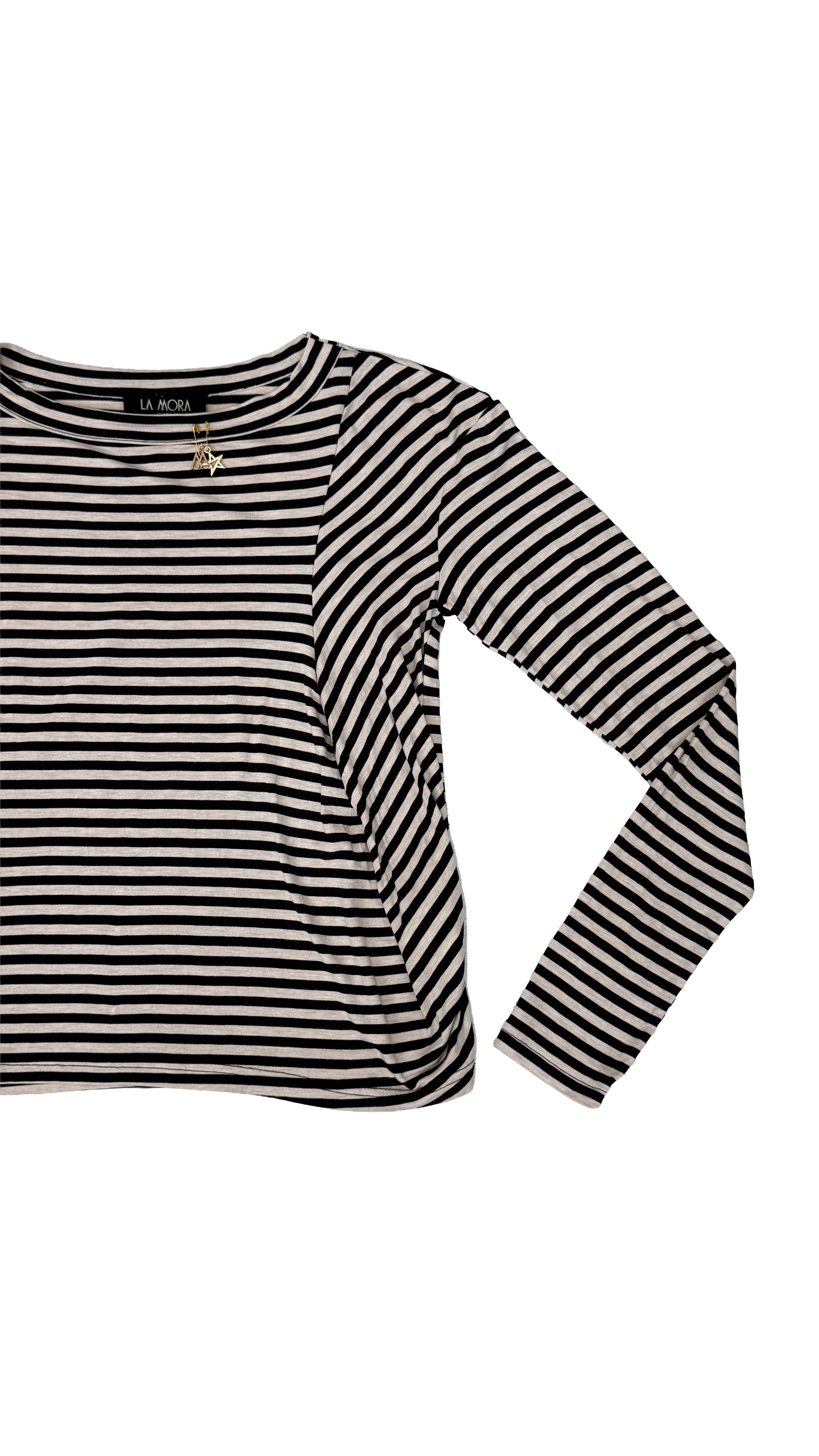 T-SHIRT LINEA QUADRATA RIGHE VISCOSA