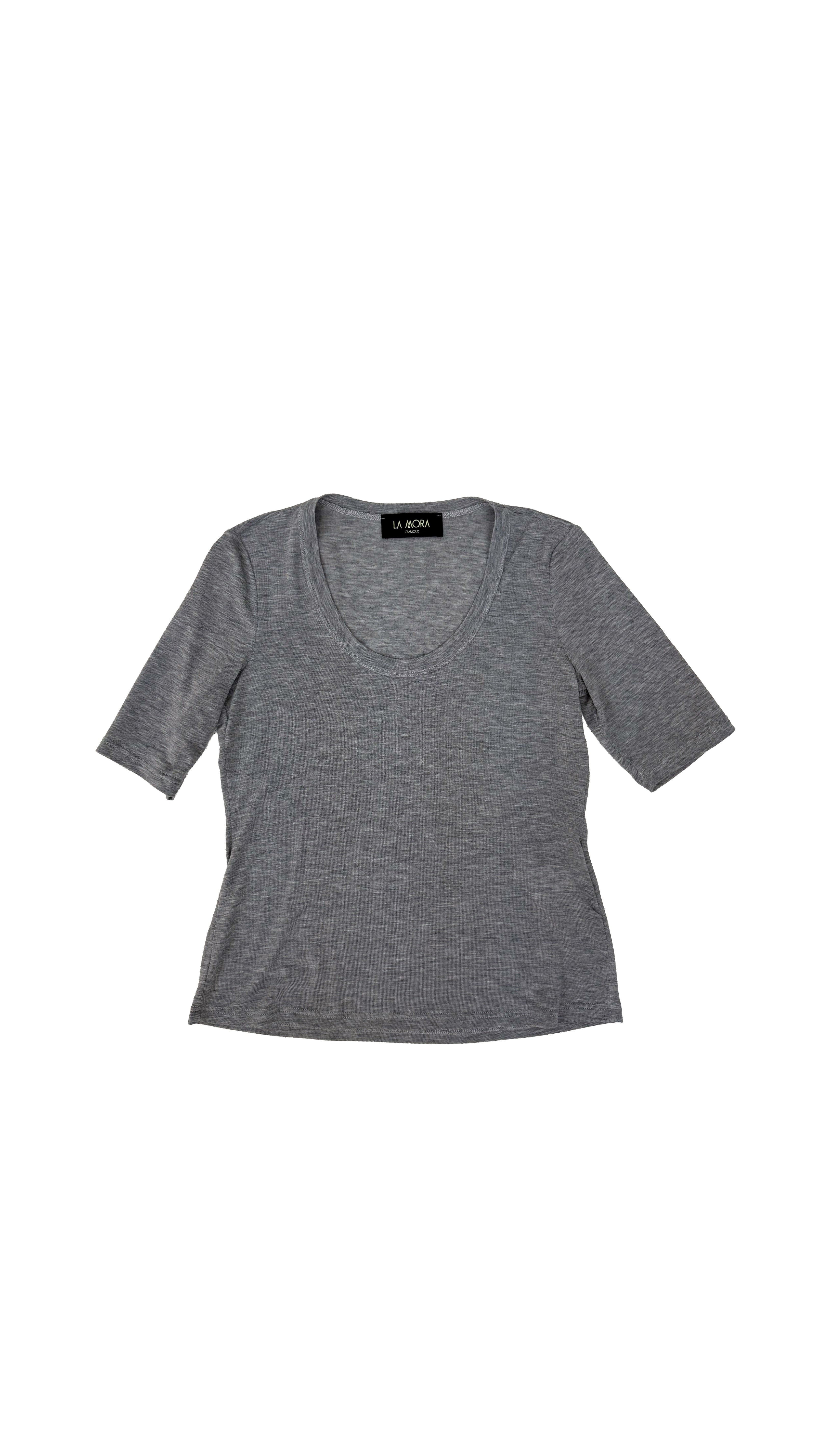 T-SHIRT MEZZA MANICA IN LYOCELL/LANA