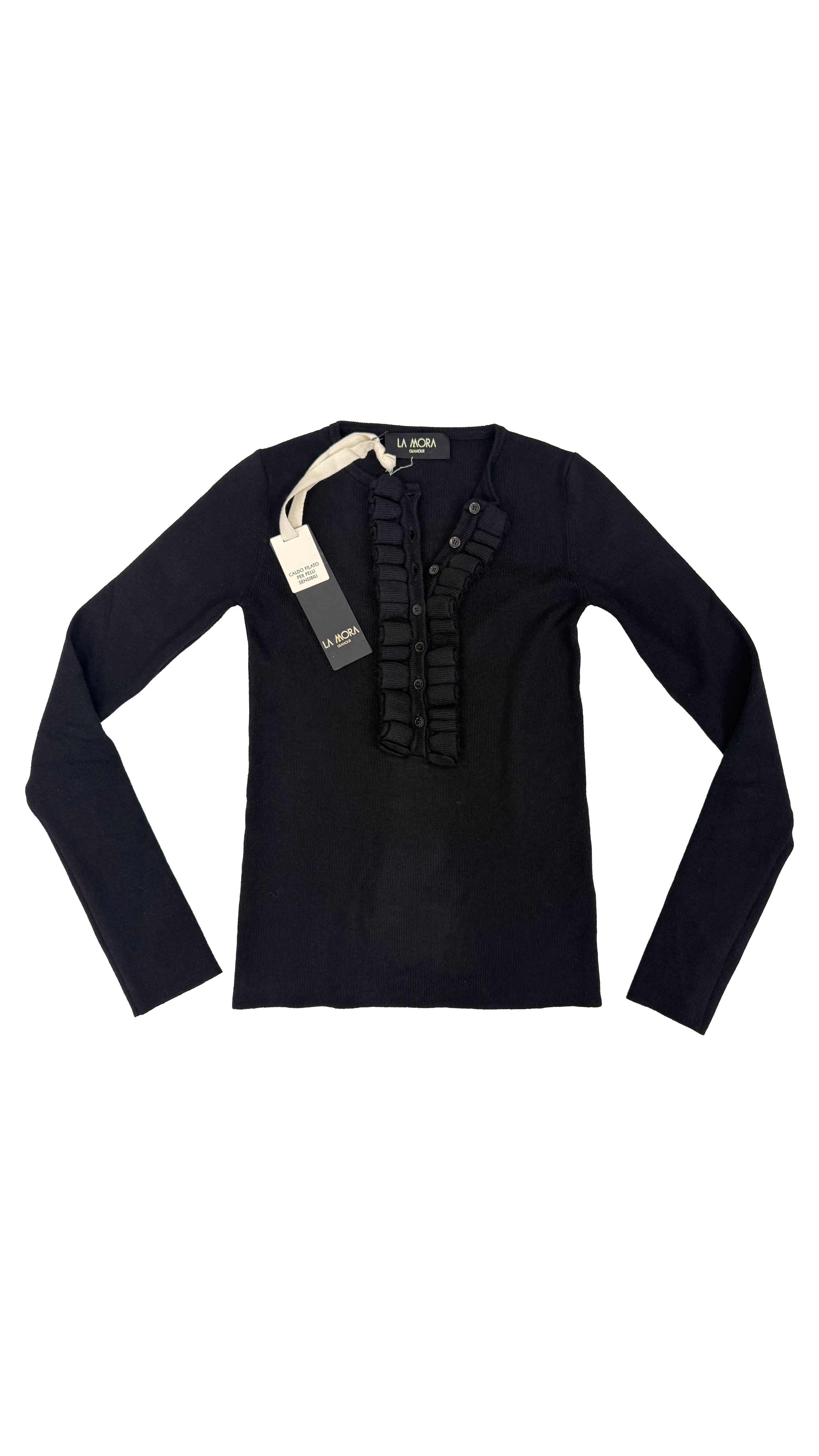 MAGLIA CON ROUCHES SU SCOLLO IN CALDA VISCOSA