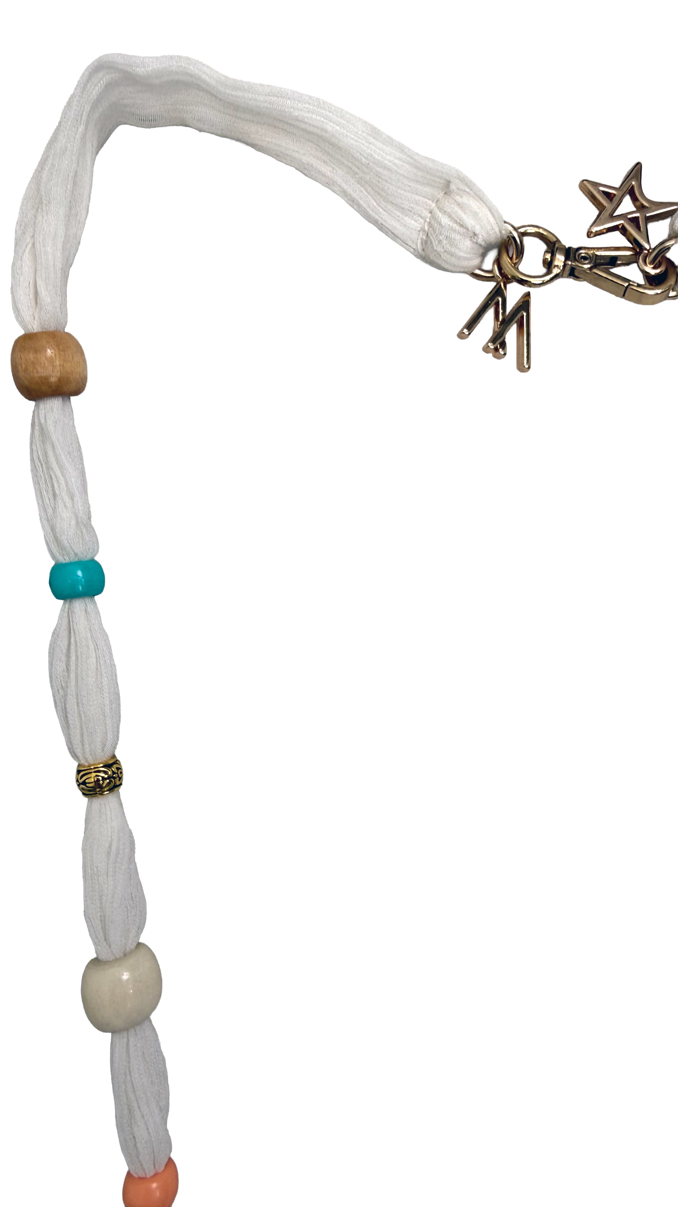 COLLANA ETNICA IN TESSUTO CON PERLINE E CONCHIGLIE