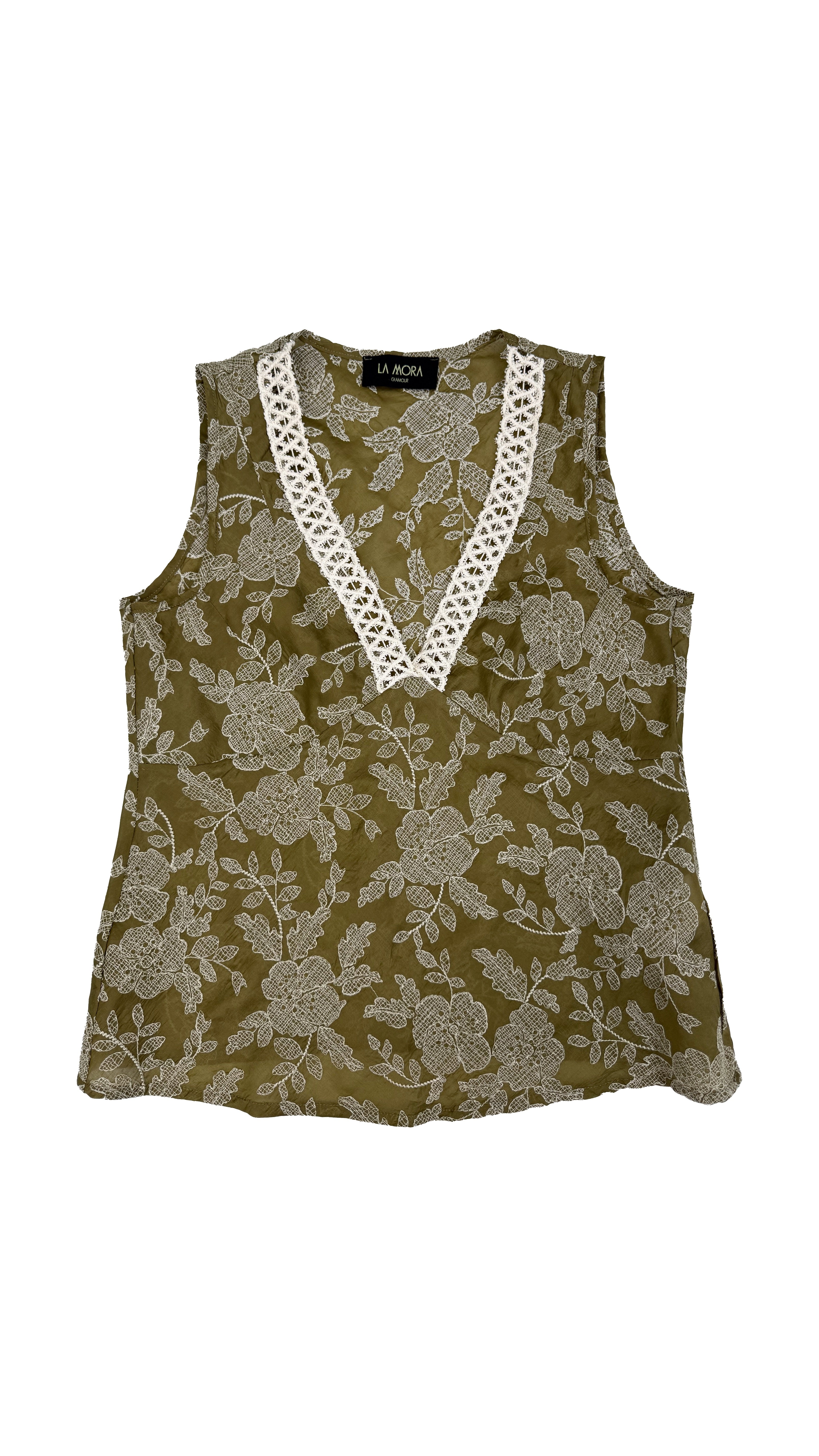 TOP IN VOILE RICAMATO CON PASSAMANERIA