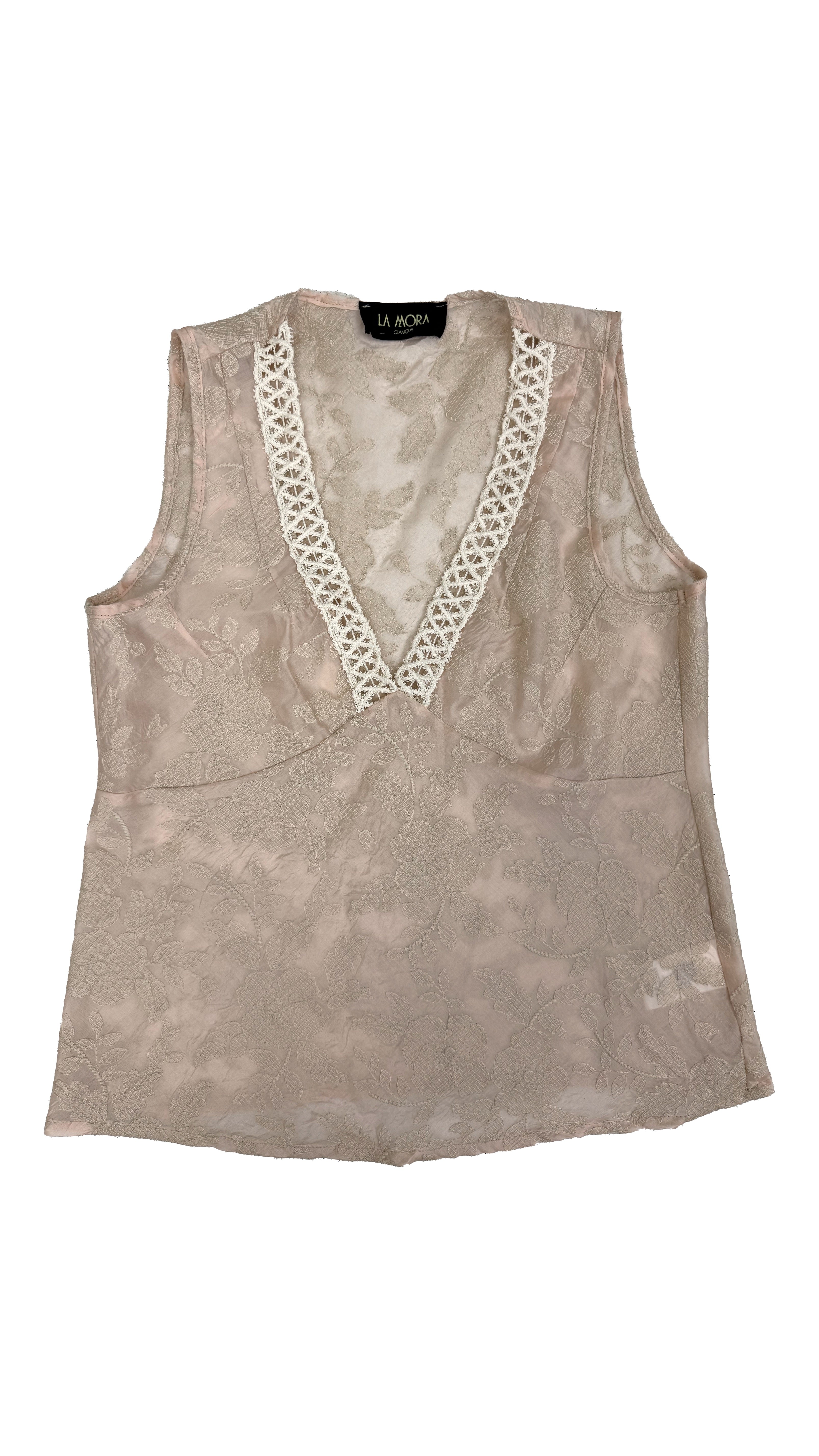 TOP IN VOILE RICAMATO CON PASSAMANERIA