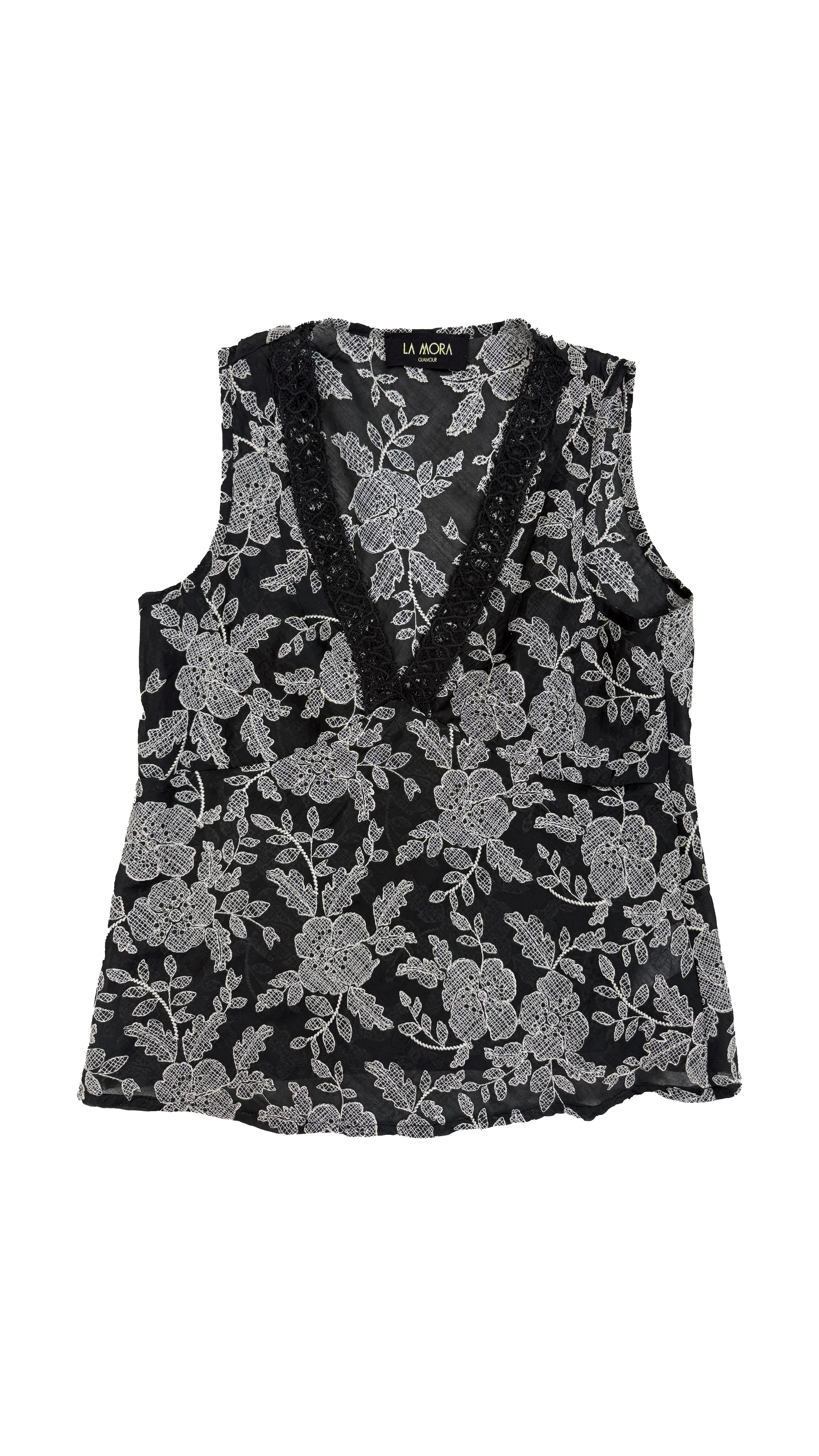 TOP IN VOILE RICAMATO CON PASSAMANERIA