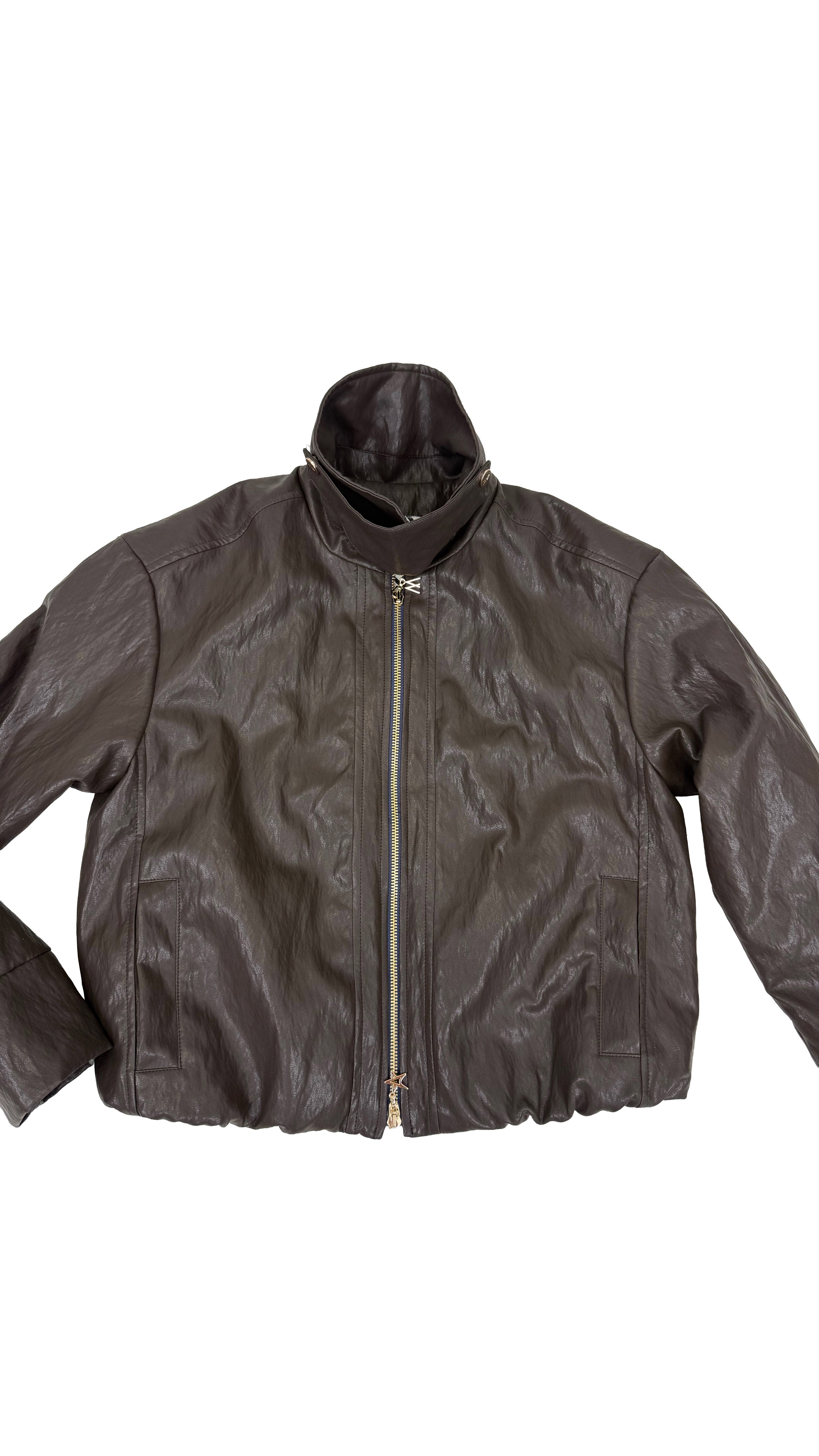 BOMBER IN FINTA PELLE CON ZIP
