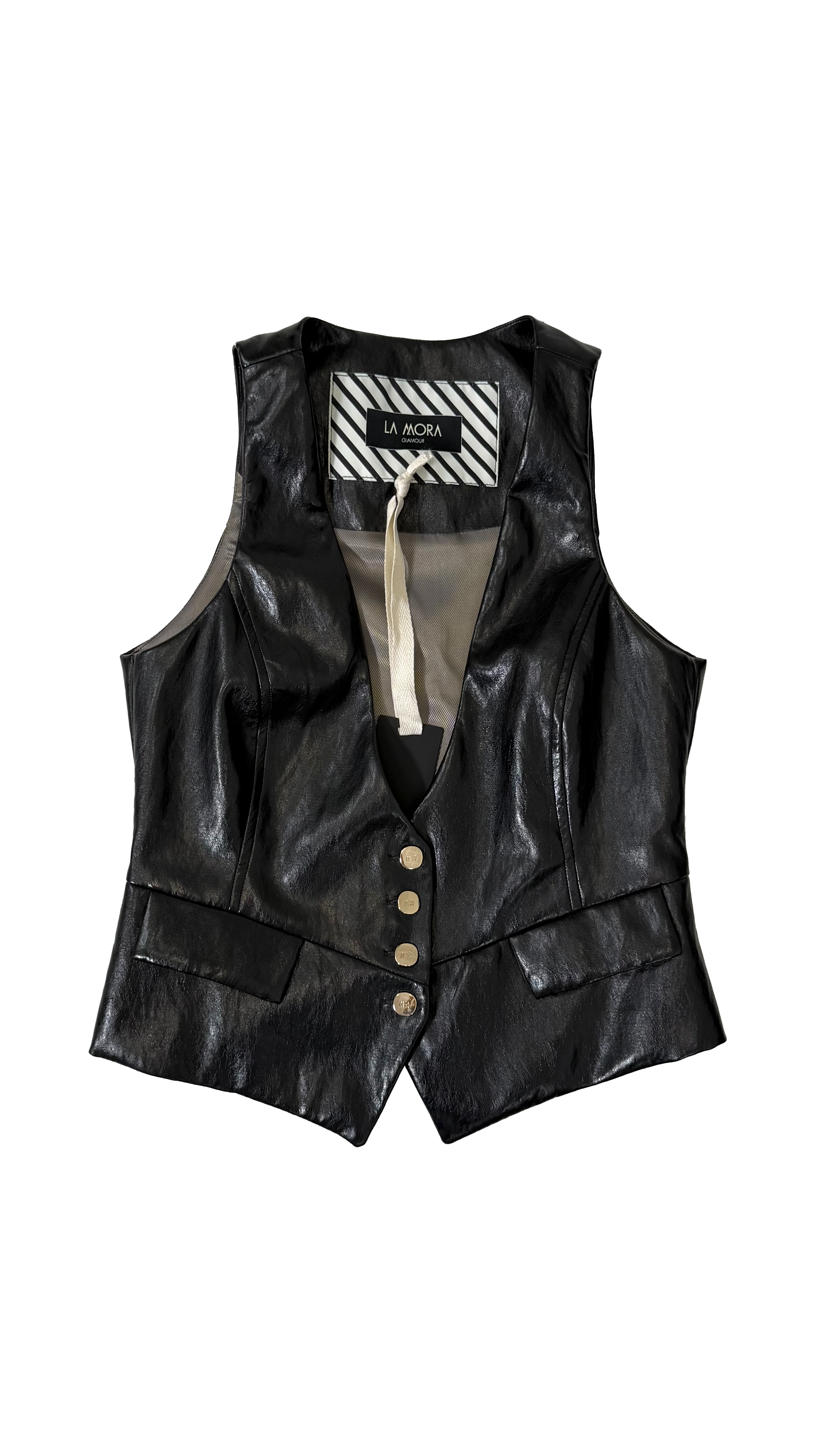 GILET IN FINTA PELLE MOSSA CON FODERA CANGIANTE