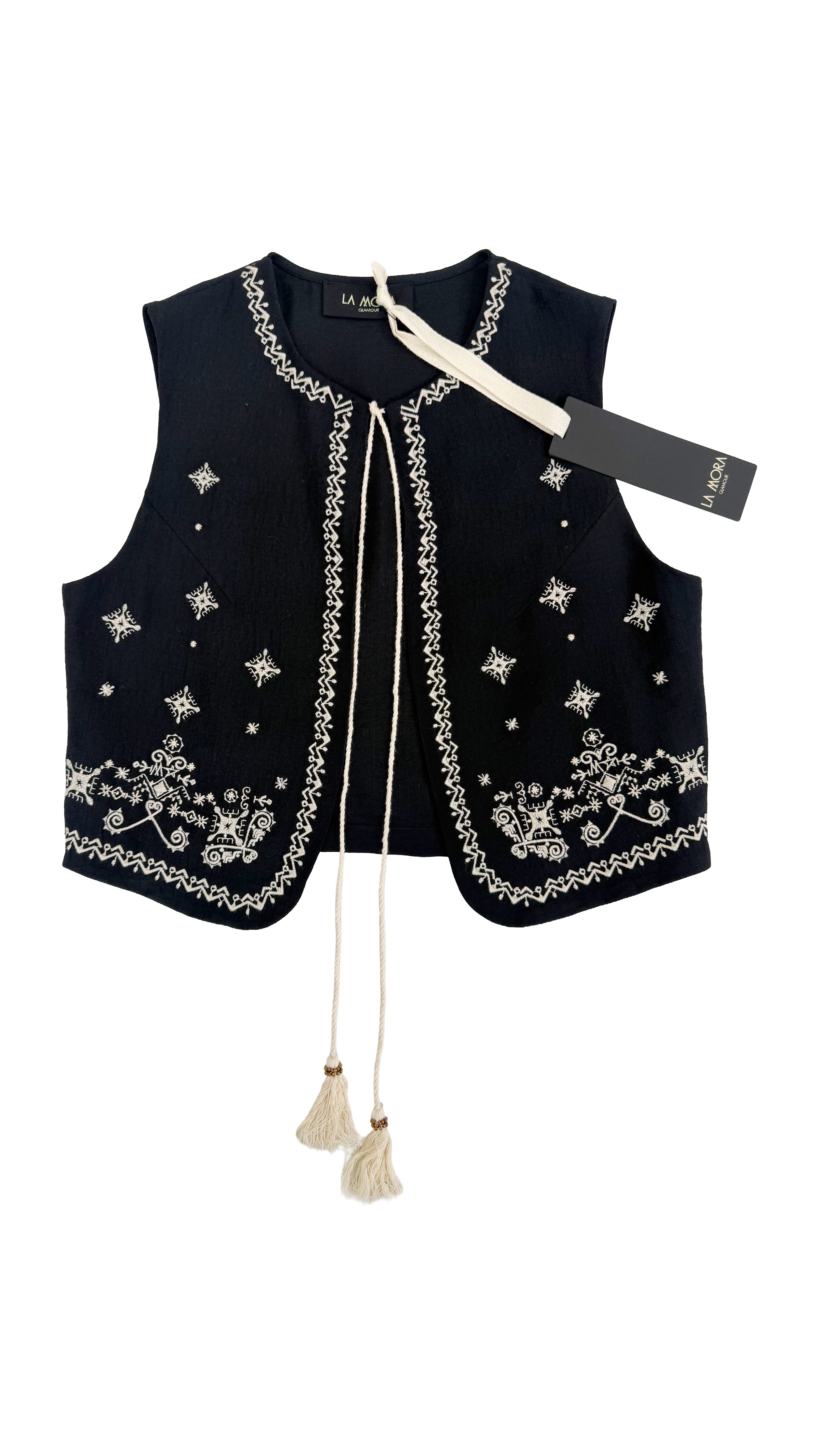 GILET IN VISCOSA CRASH CON RICAMI