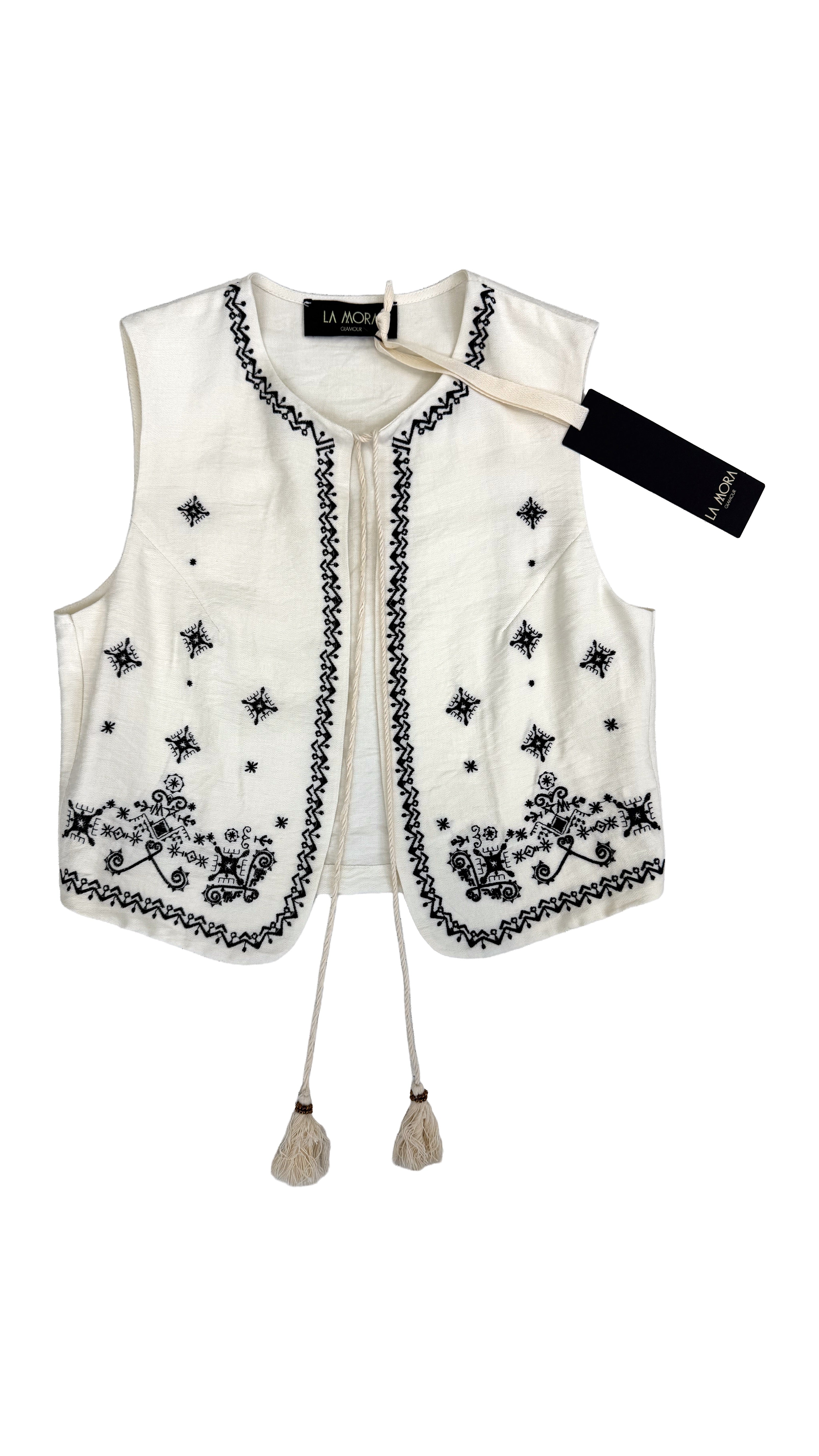 GILET IN VISCOSA CRASH CON RICAMI