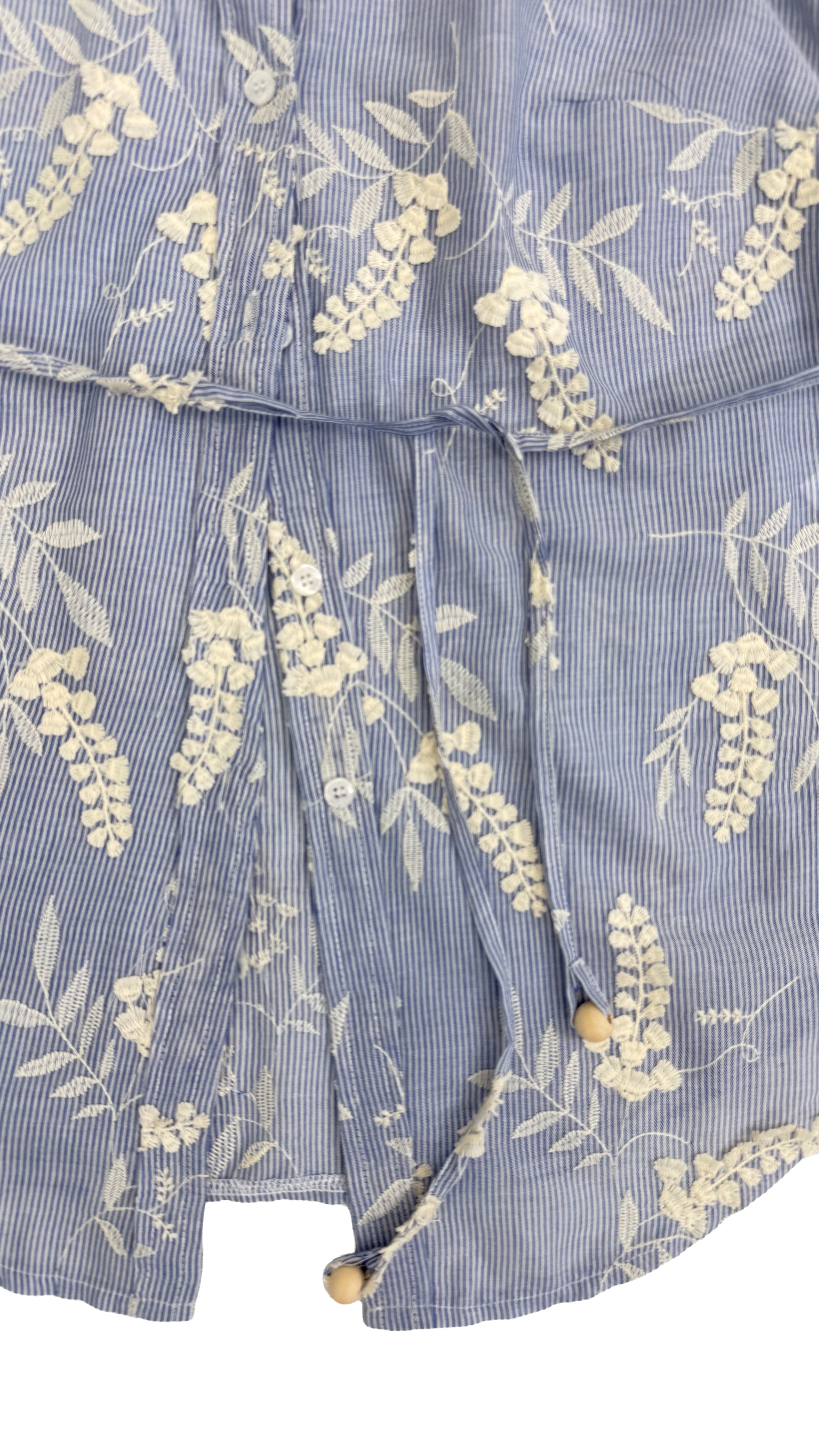 CAMICIA SMANICATA IN MICRORIGA COTONE RICAMATO SCOLLO AMERICANA