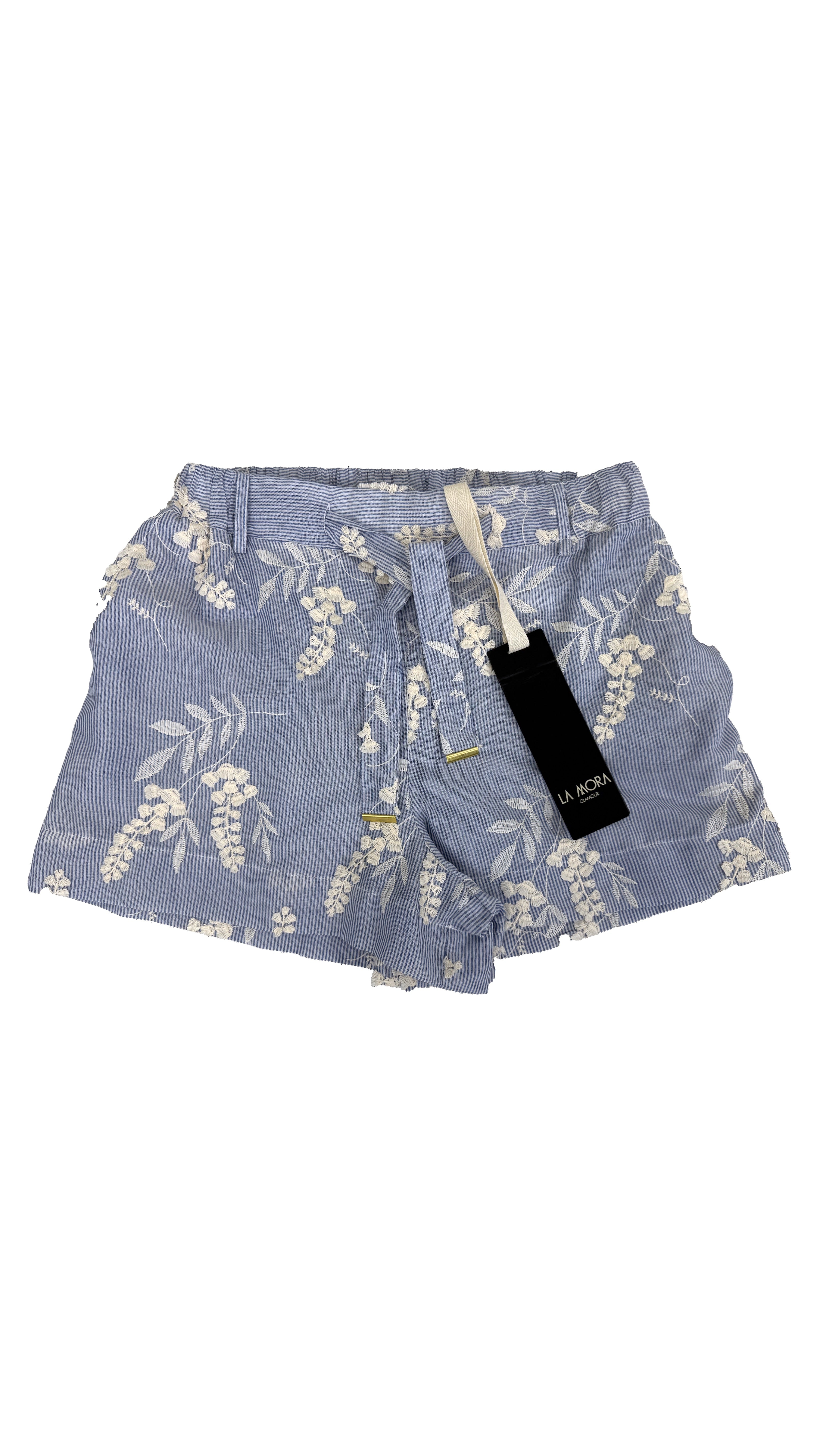SHORTS IN MICRORIGA COTONE RICAMATO