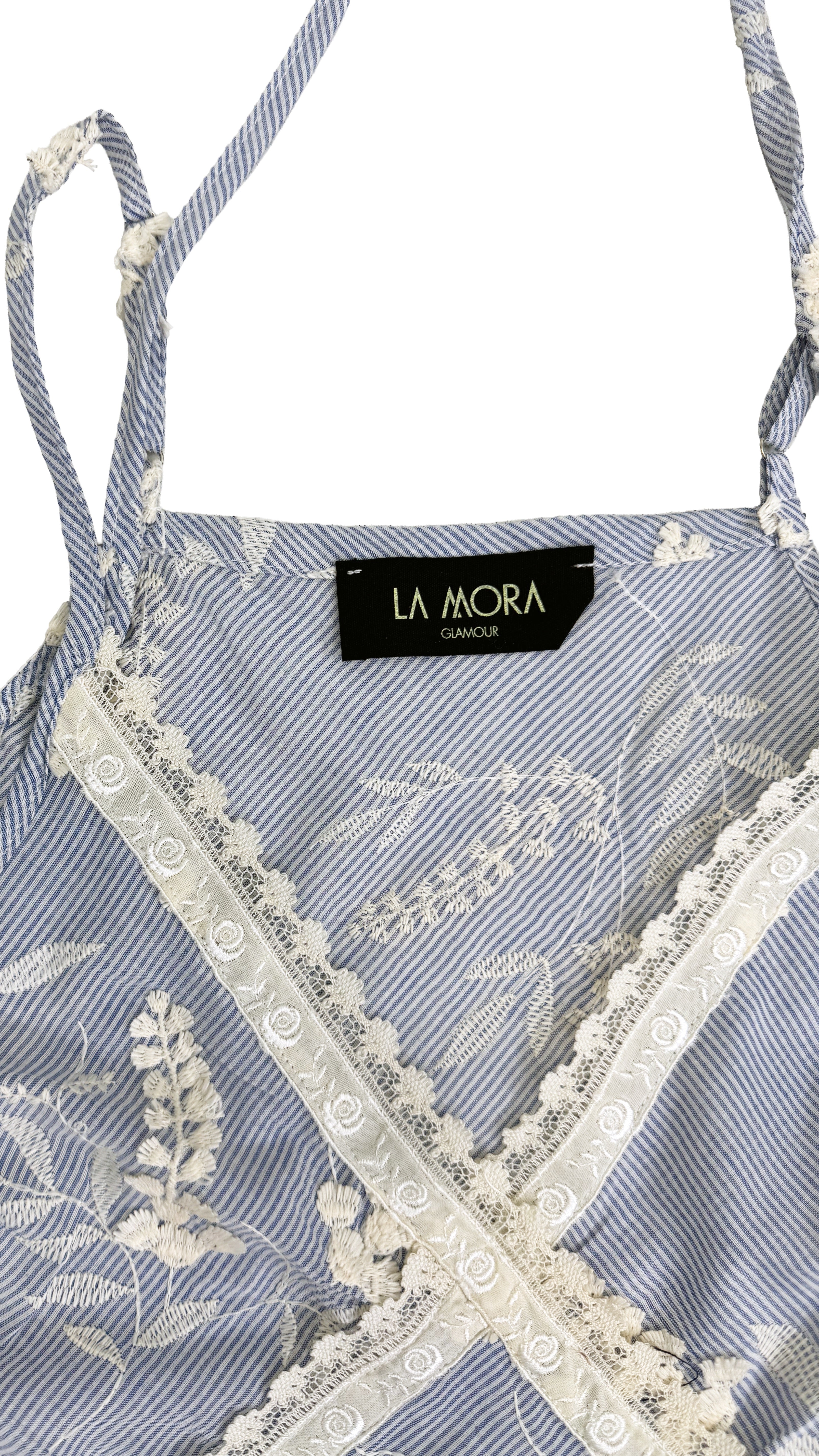 TOP IN MUSSOLA DI COTONE MICRORIGA CON RICAMO