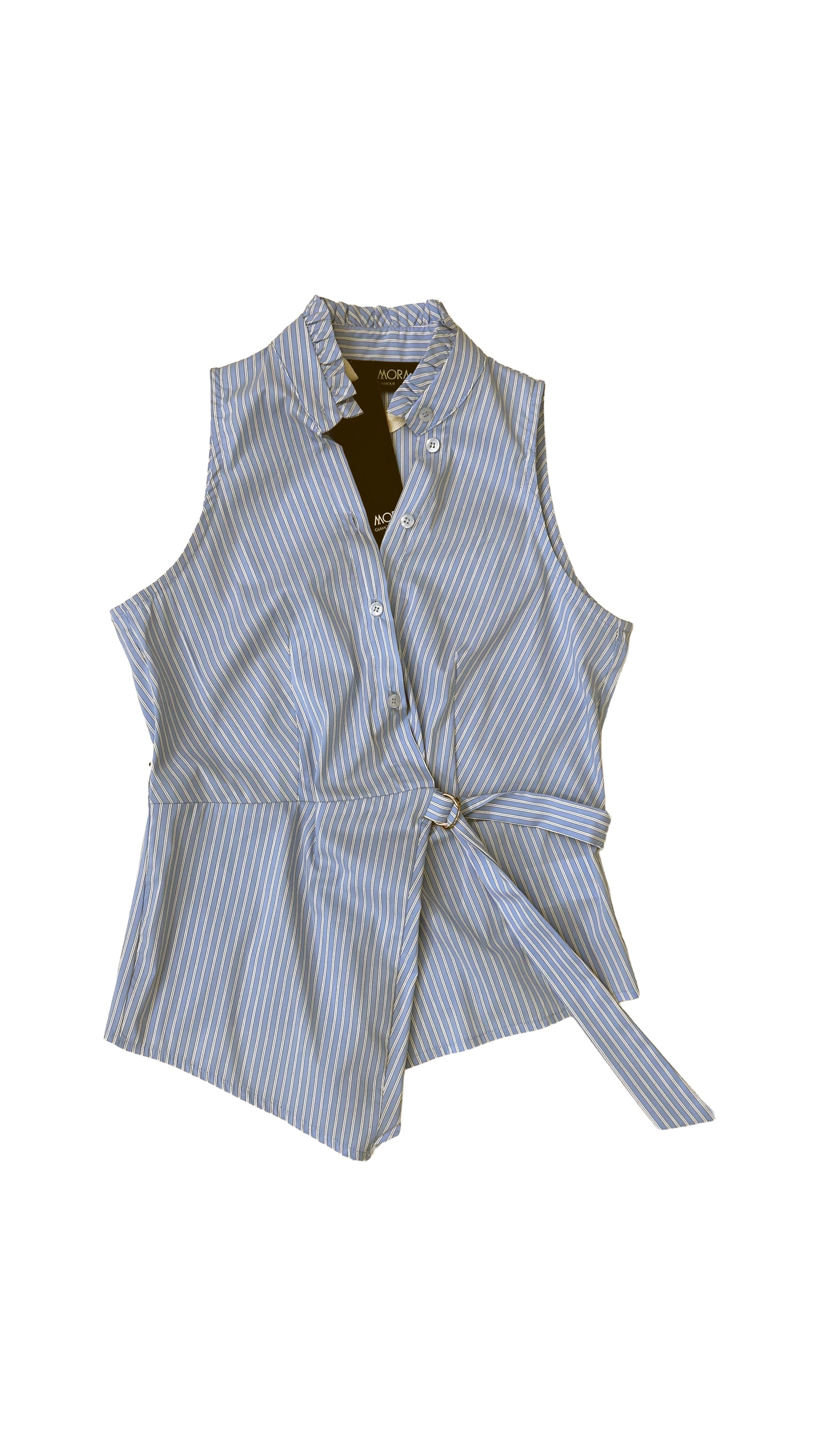 CAMICIA AMERICANA A RIGHE CON PIEGA DAVANTI