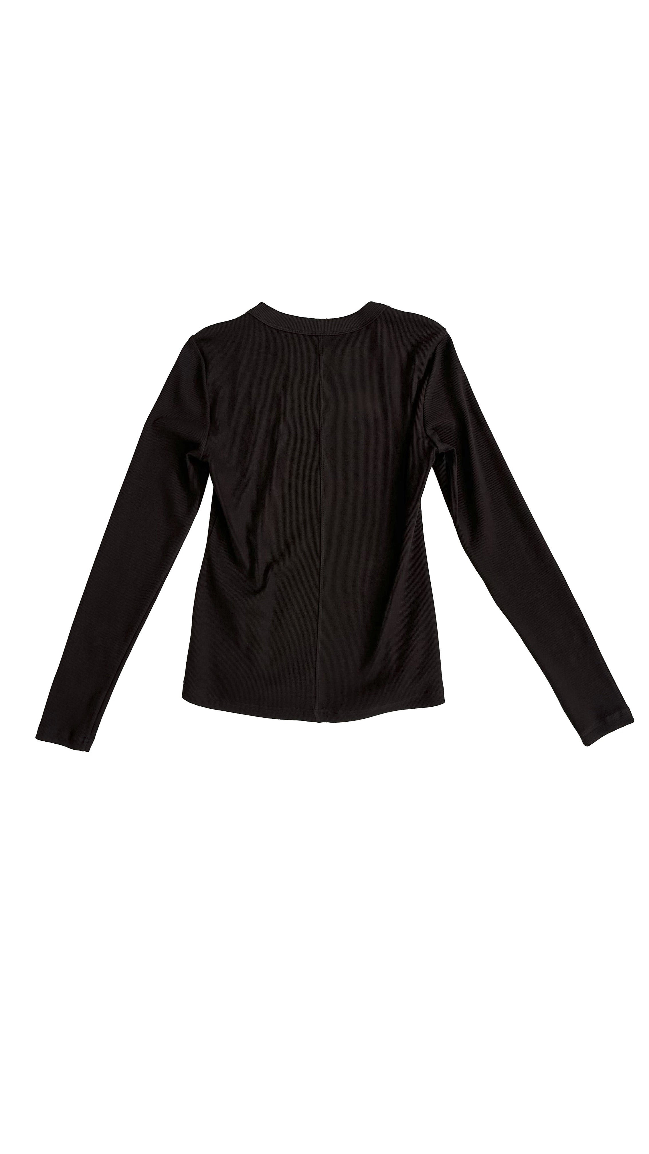 T-SHIRT GIROCOLLO IN COSTINA DI COTONE MANICA LUNGA