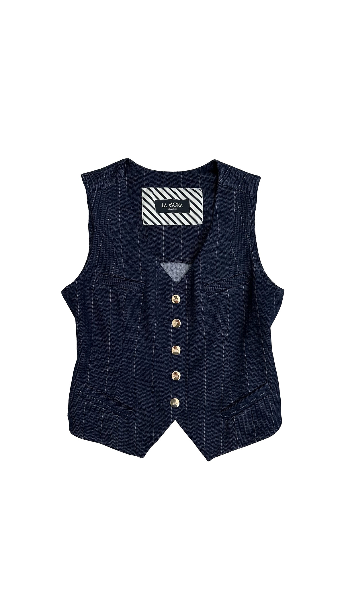 GILET IN GESSATO SPINATO IN PUNTO MILANO