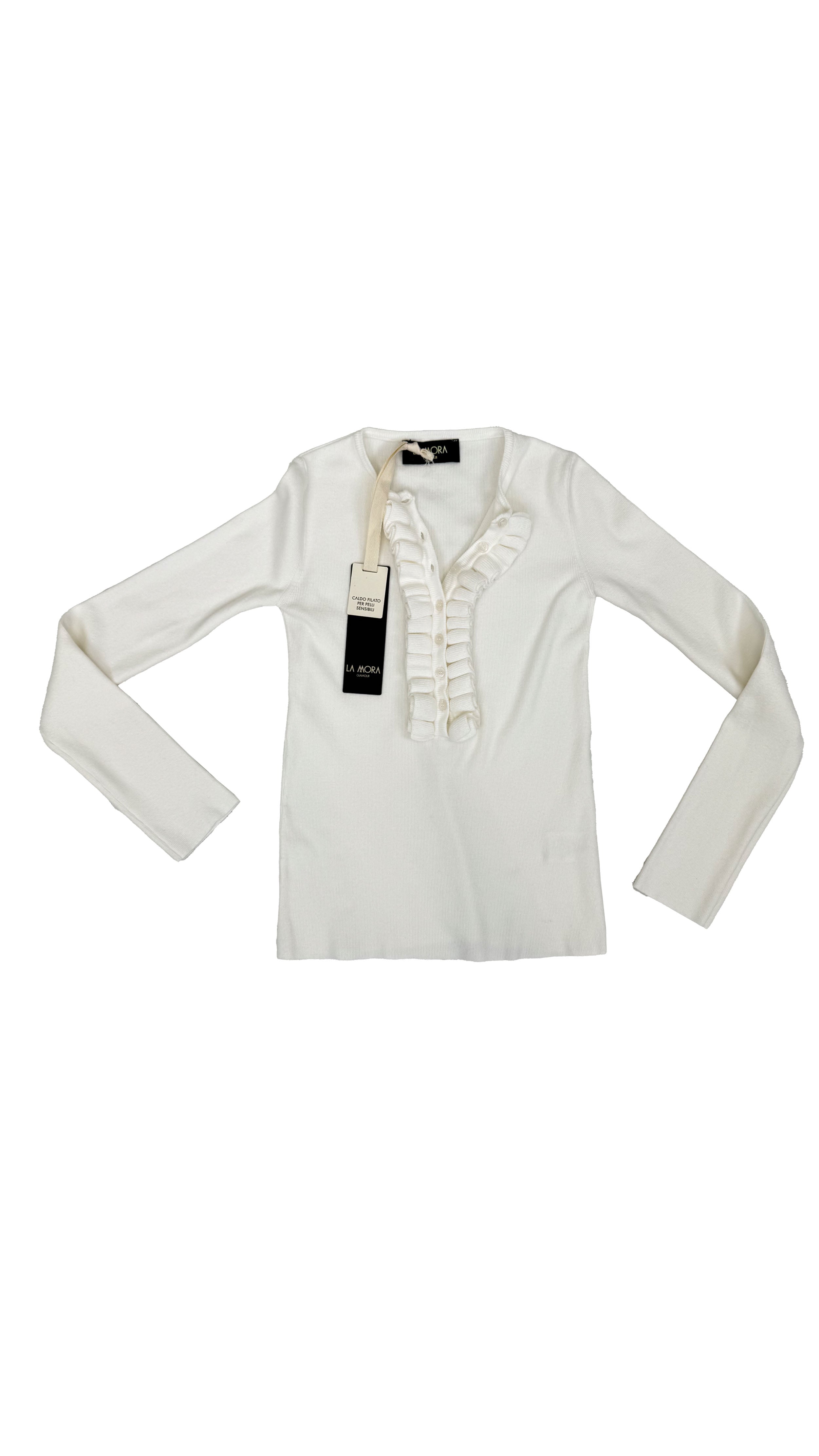 MAGLIA CON ROUCHES SU SCOLLO IN CALDA VISCOSA