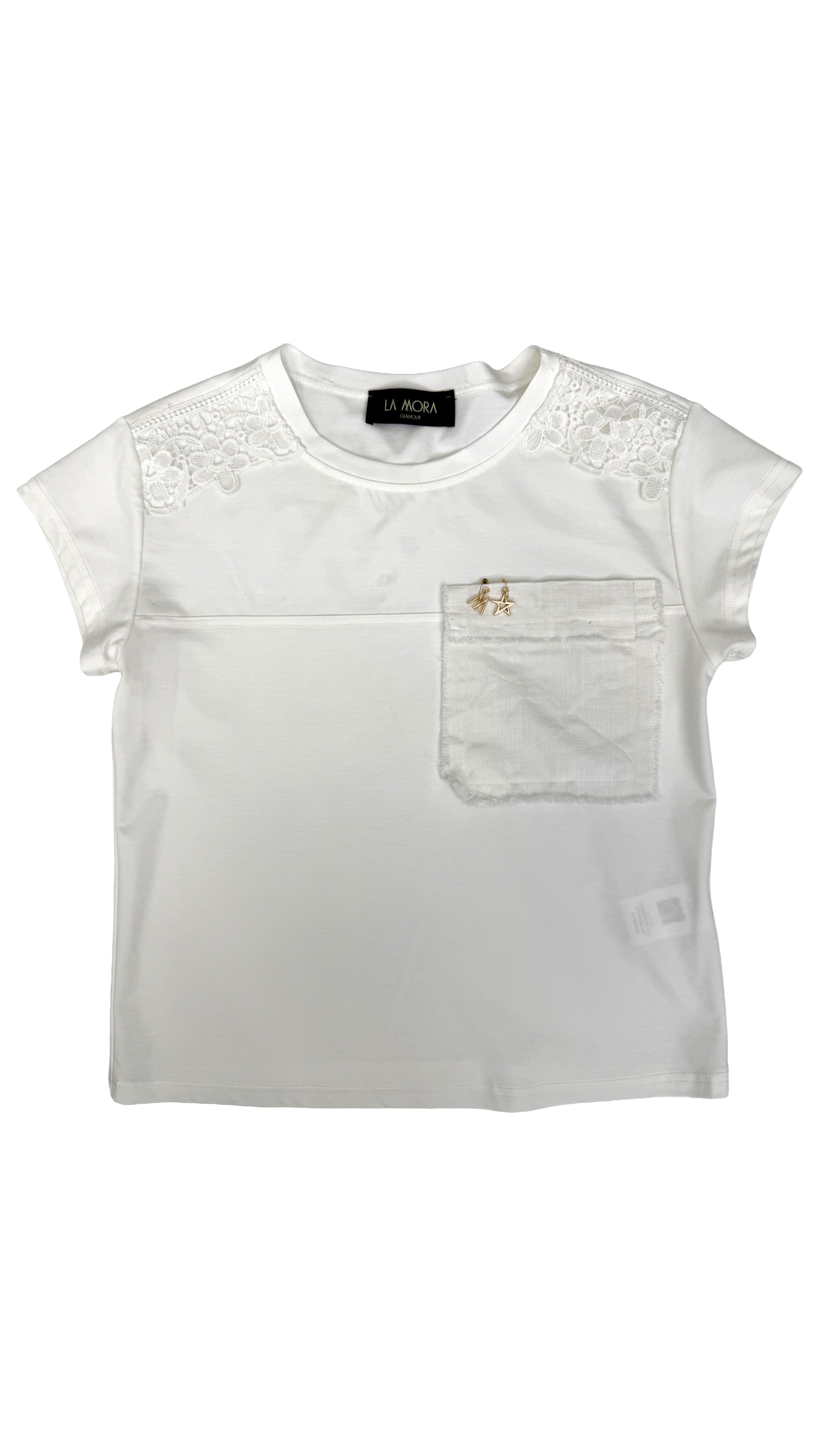 T-SHIRT IN JERSEY VISCOSA CON DETTAGLIO TASCA JEANS