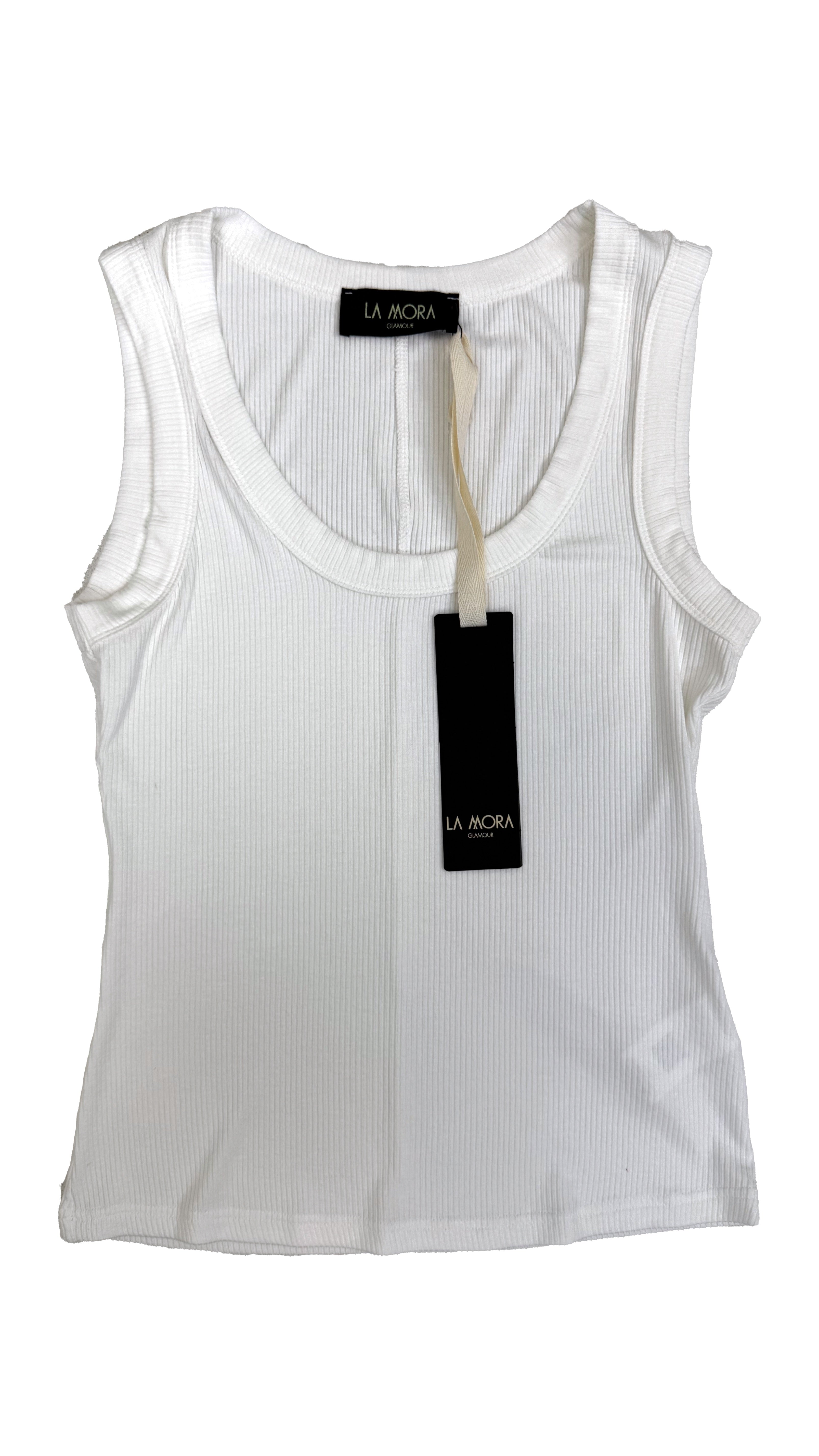 CANOTTA SCOLLO TONDO A COSTINE IN VISCOSA ELASTICA