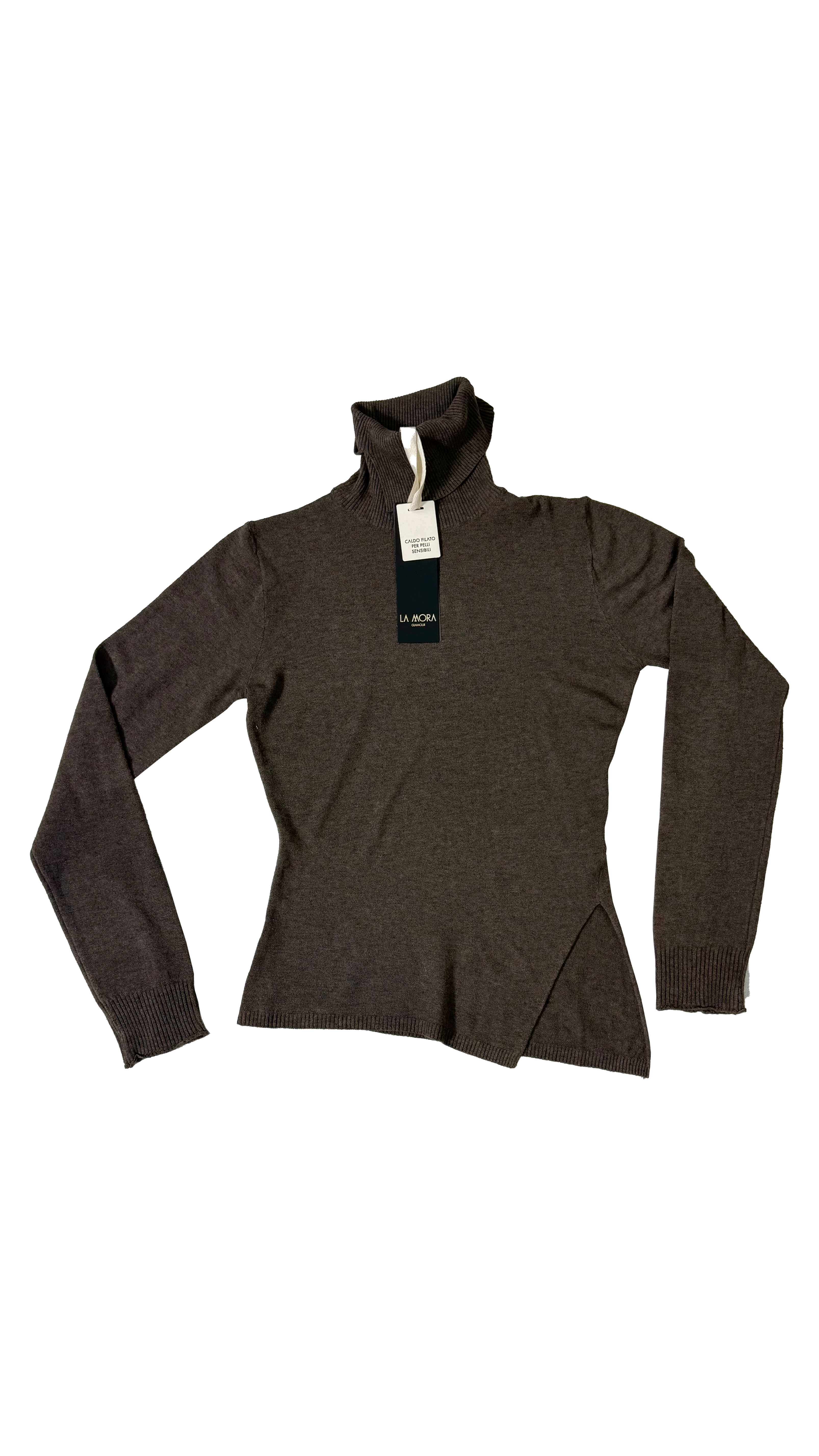 MAGLIA COLLO ALTO E SPACCO DAVANTI IN CALDA VISCOSA