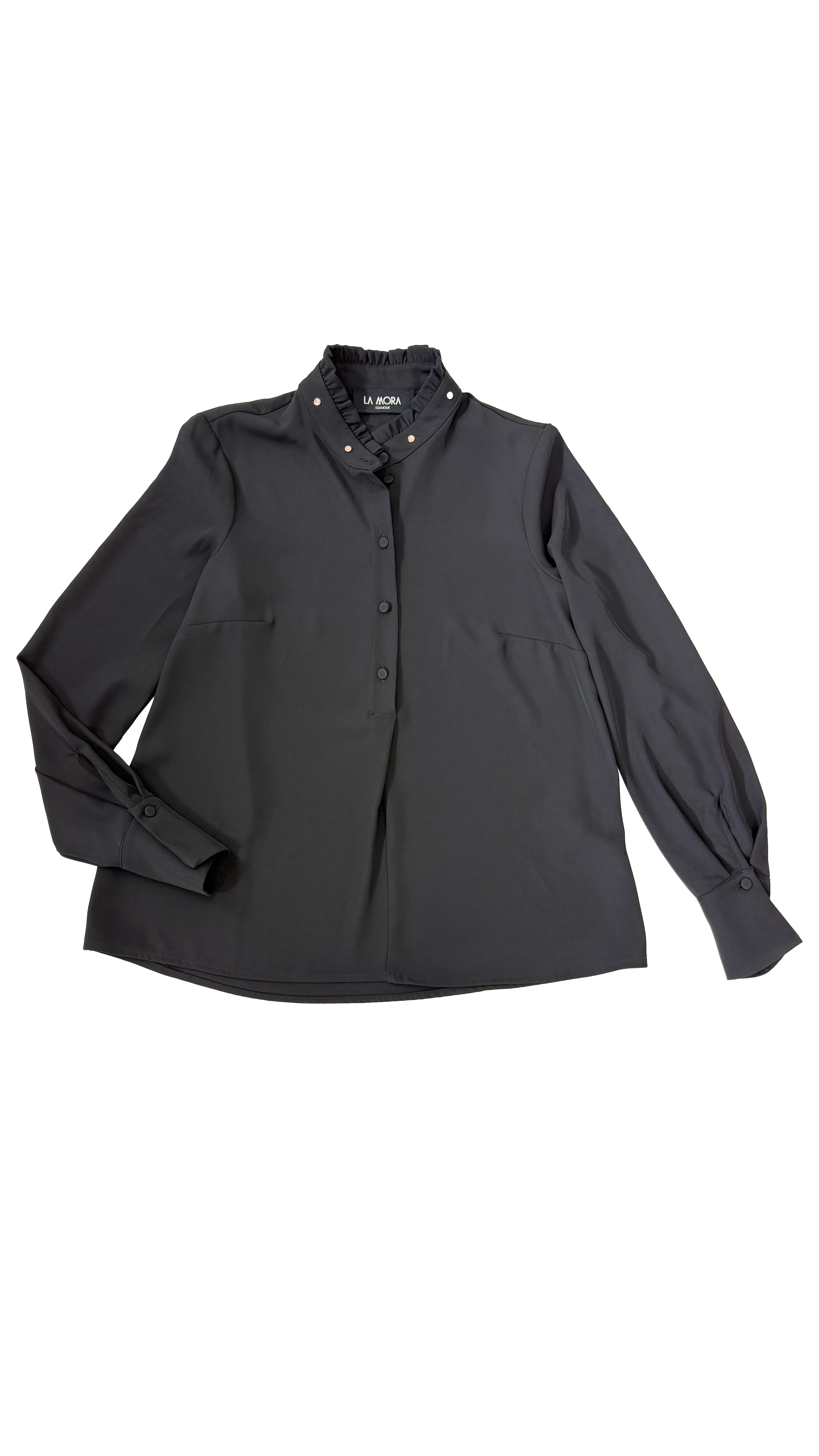 CAMICIA IN CADY FLUIDO CON BORCHIE COLLO