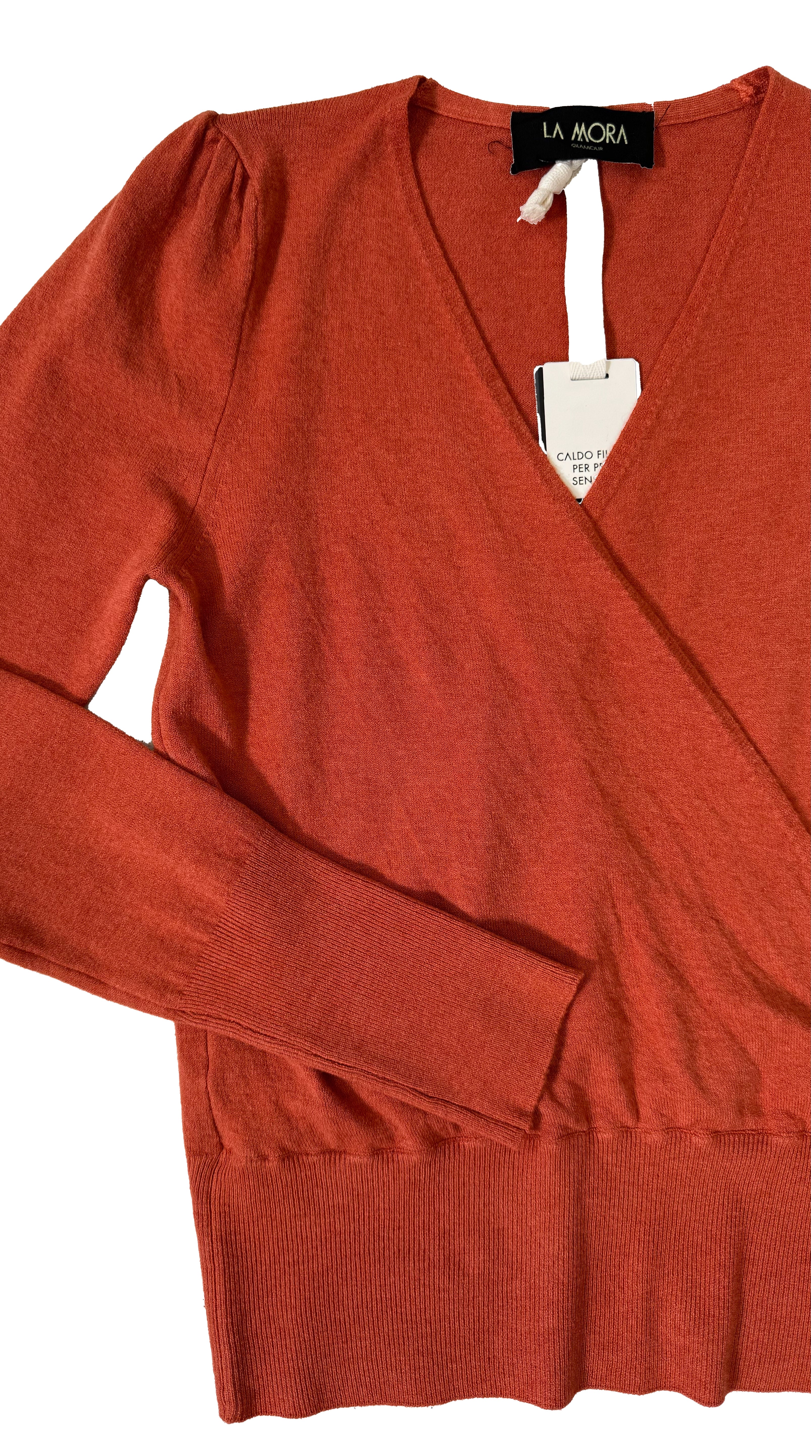 MAGLIA INCROCIO CON MANICA A SBUFFO IN CALDA VISCOSA