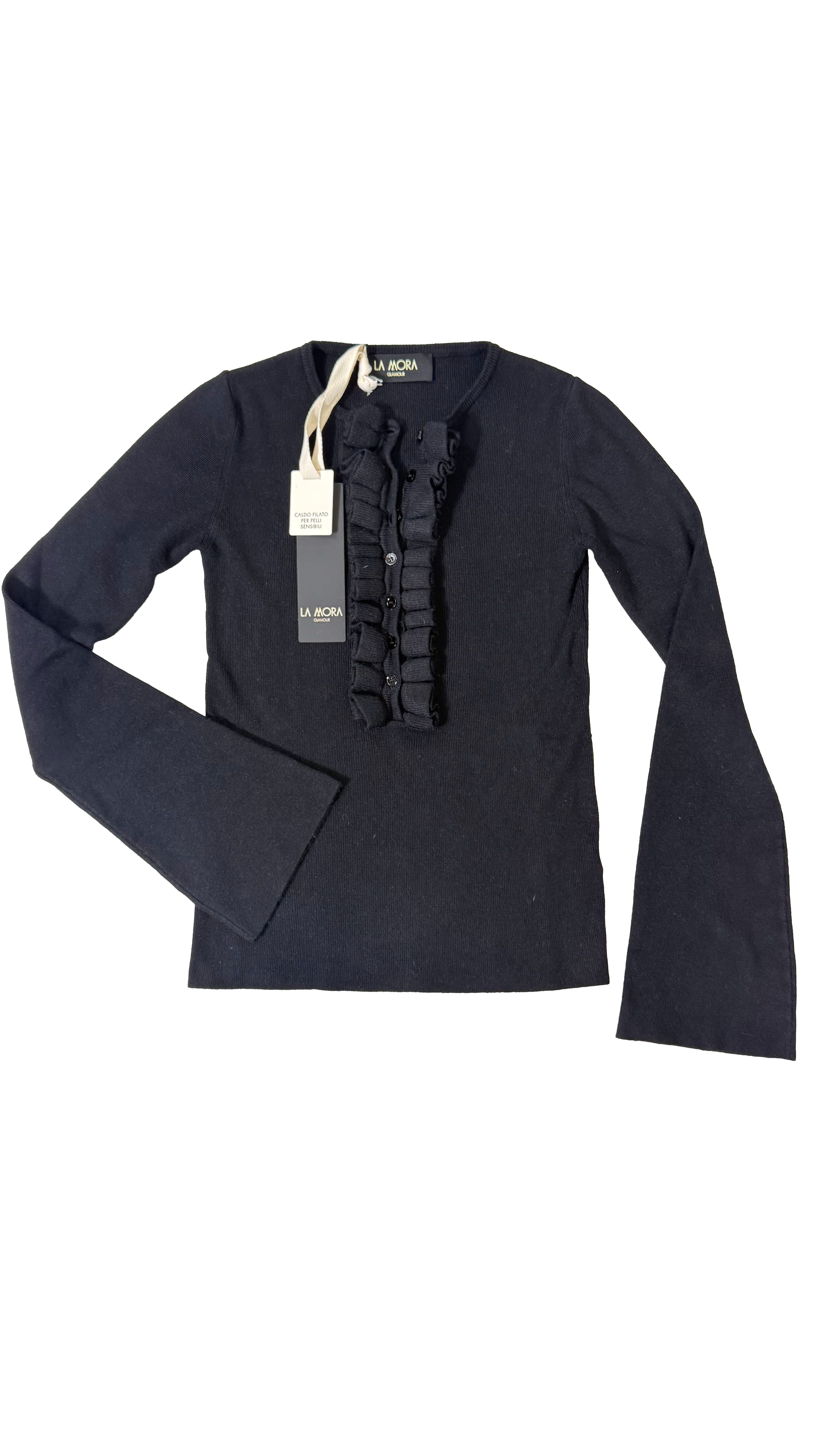 MAGLIA CON ROUCHES SU SCOLLO IN CALDA VISCOSA
