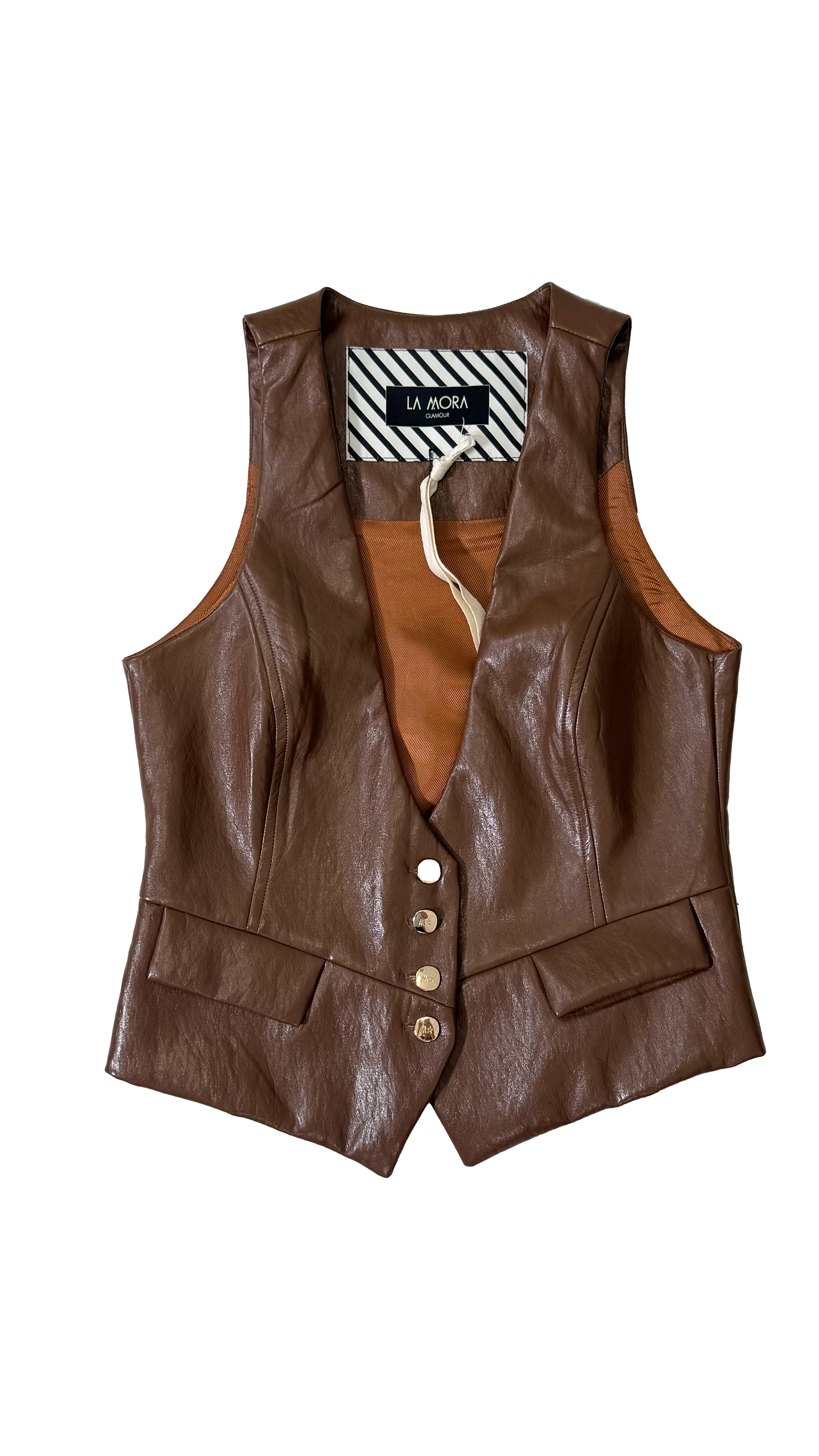 GILET IN FINTA PELLE MOSSA CON FODERA CANGIANTE