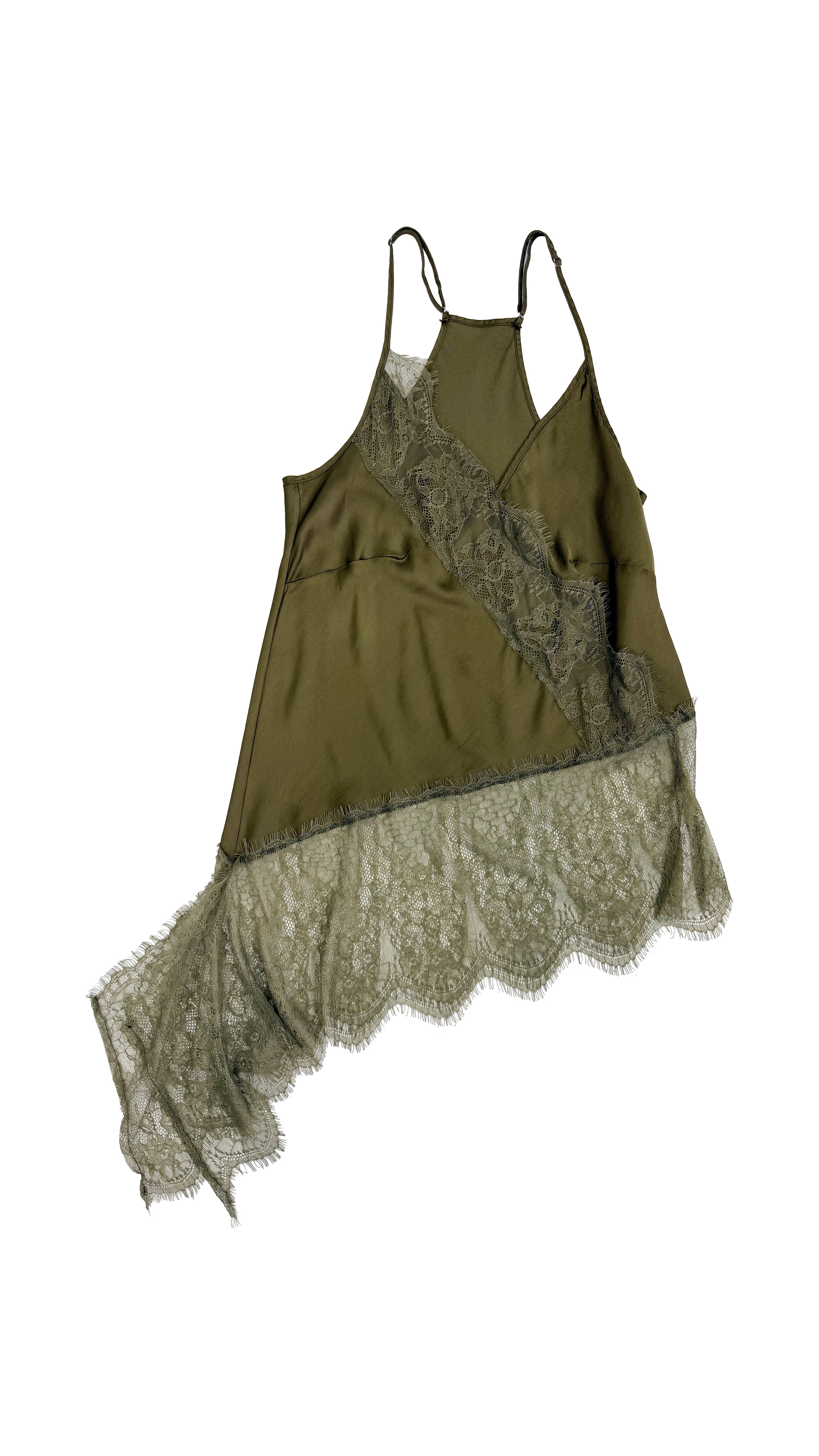 TOP ASIMMETRICO PIZZO IN TONO