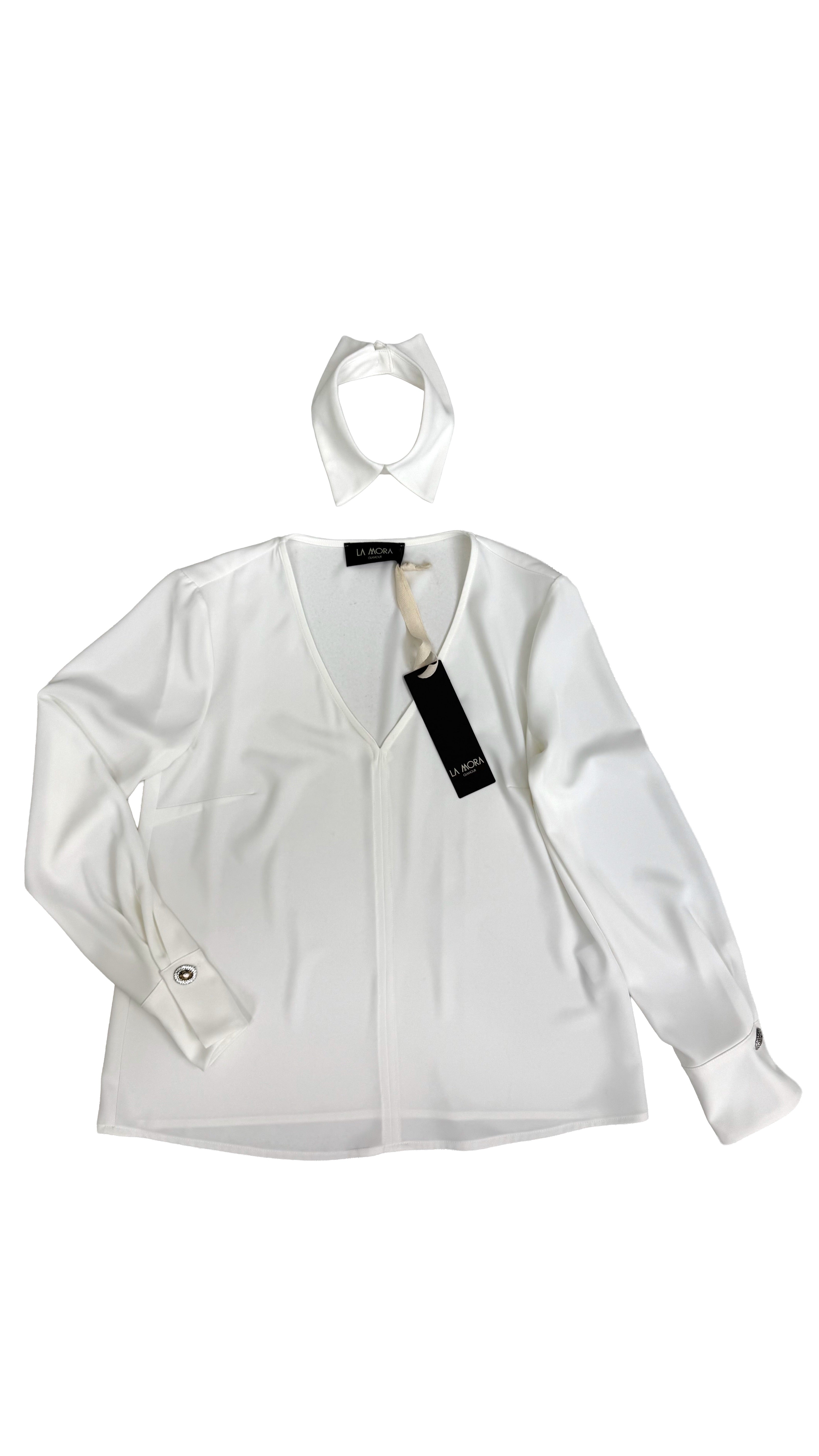CAMICIA SCOLLO A V CON COLLETTO ACCESSORIO