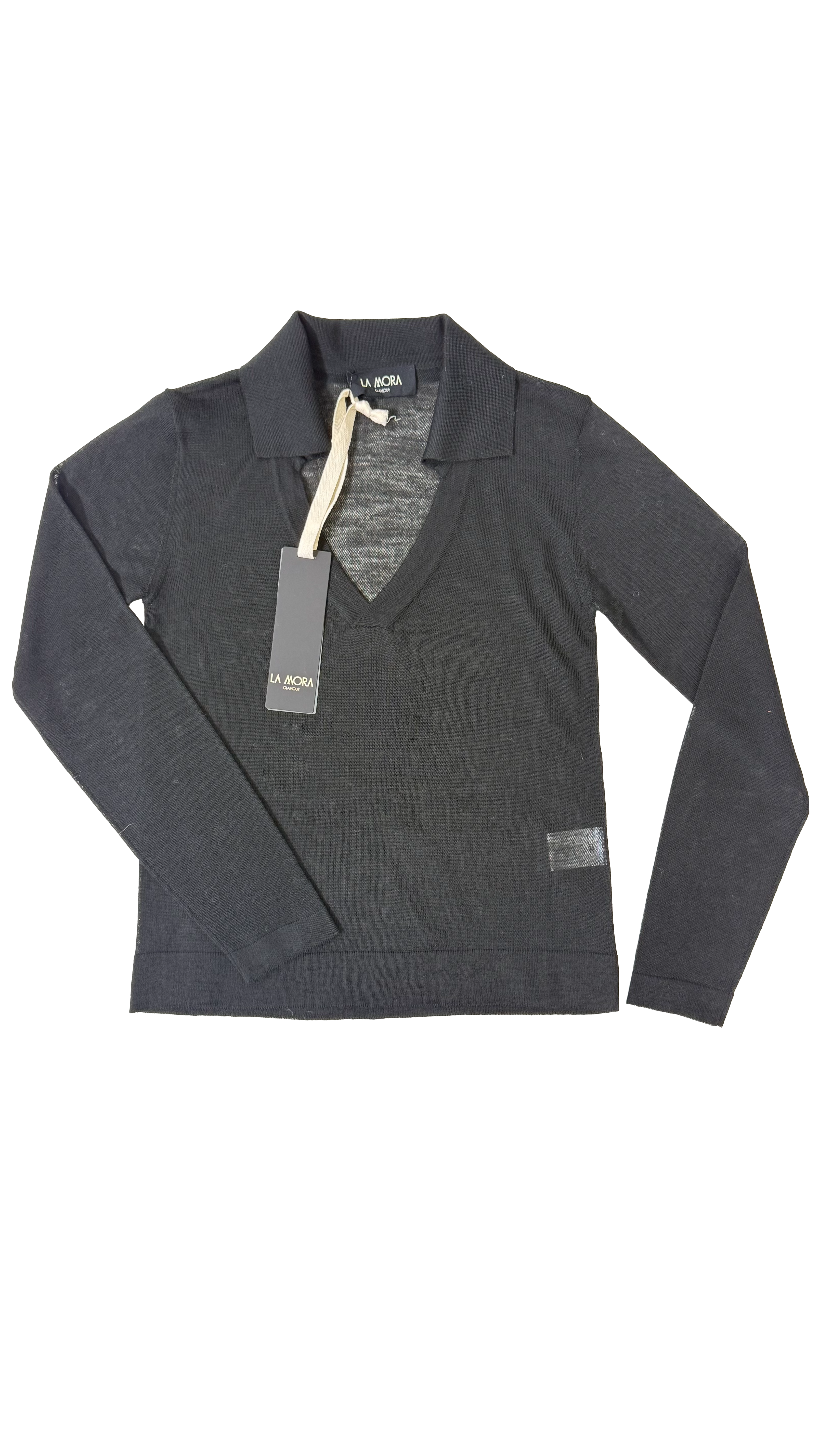 MAGLIA COLLO A POLO IN LANA VISCOSA