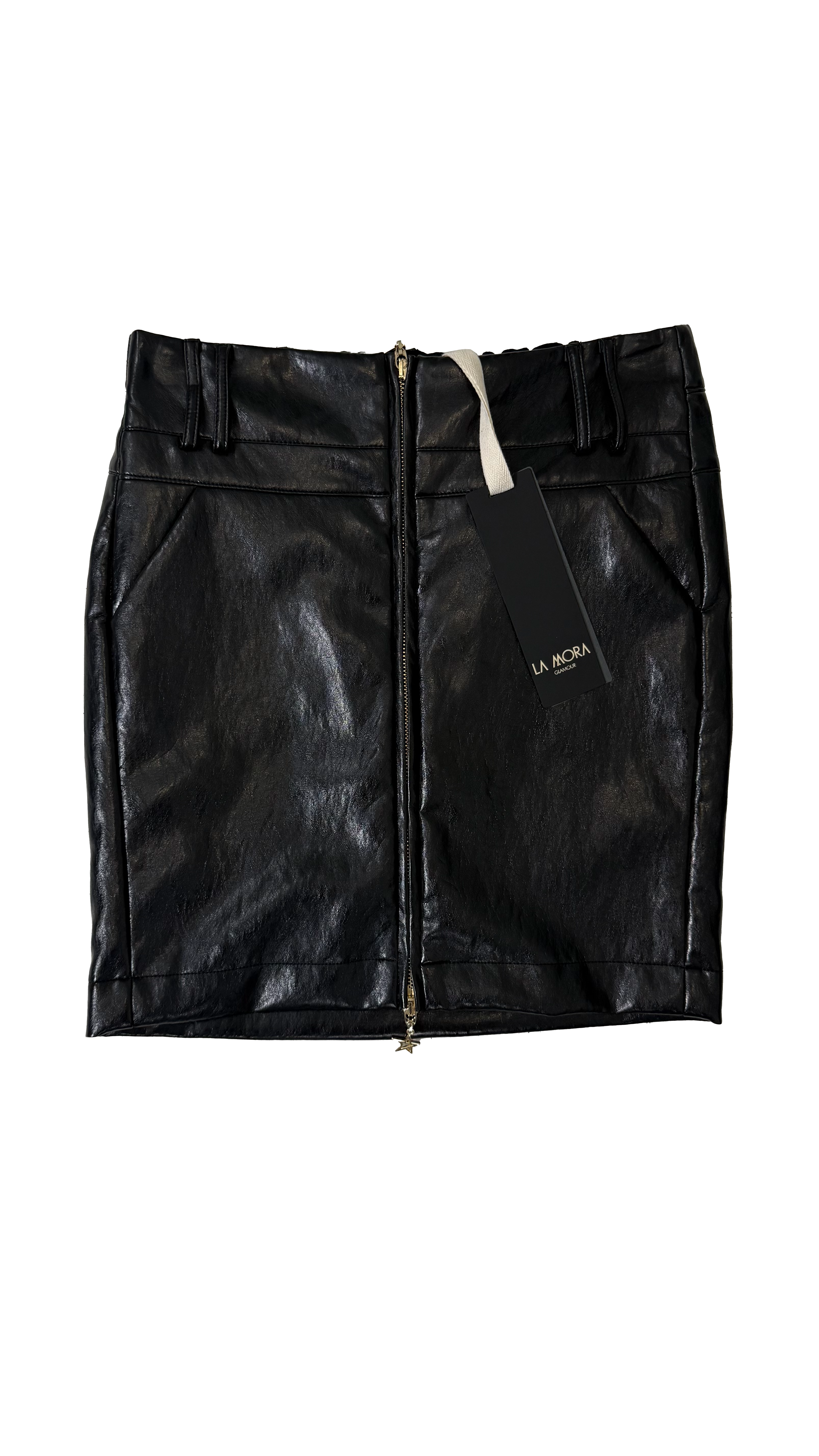 GONNA IN FINTA PELLE MOSSA CON ZIP