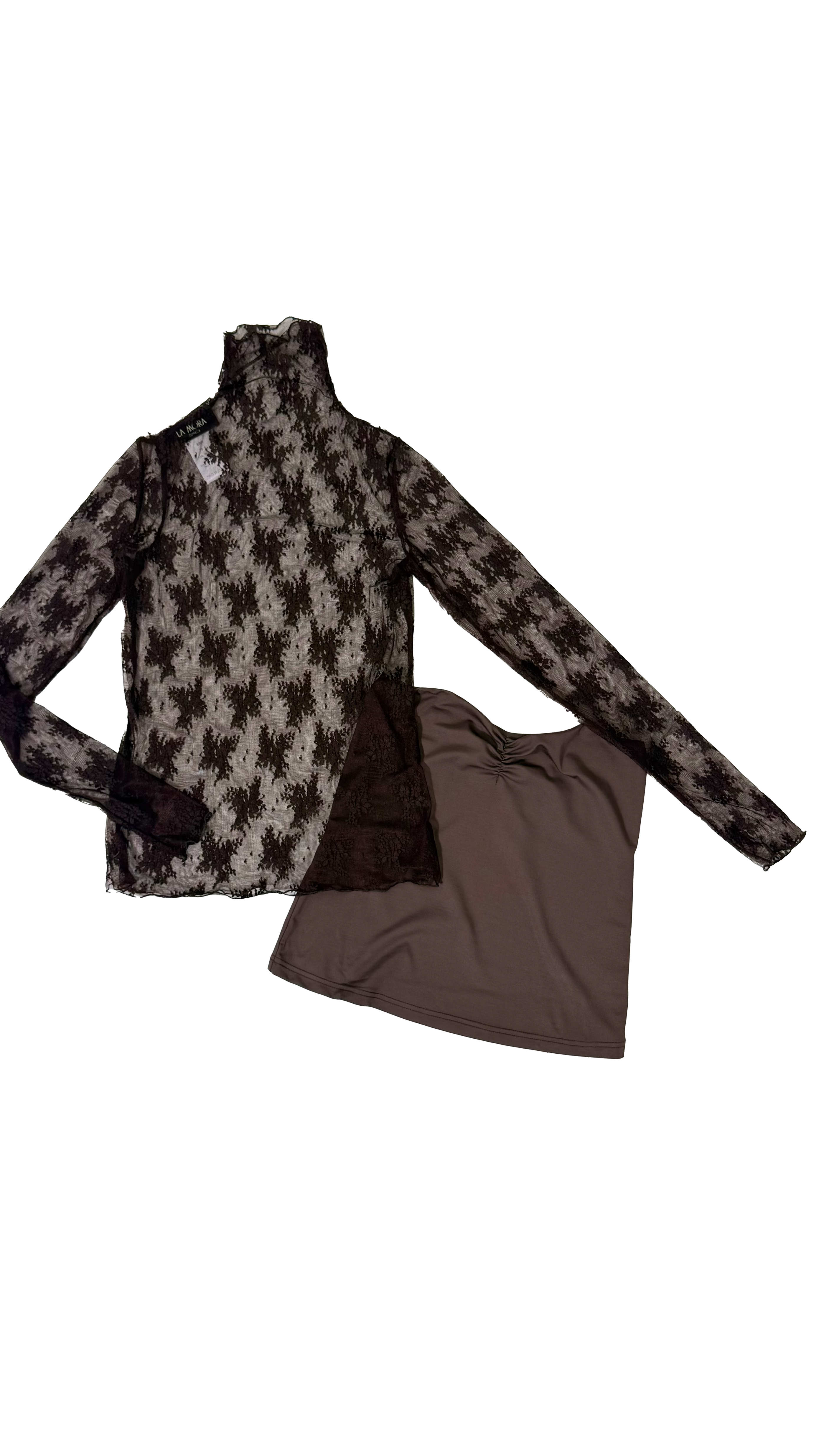 TWINSET CON LUPETTO IN PIZZO E TOP IN PUNTO MILANO LEGGERO