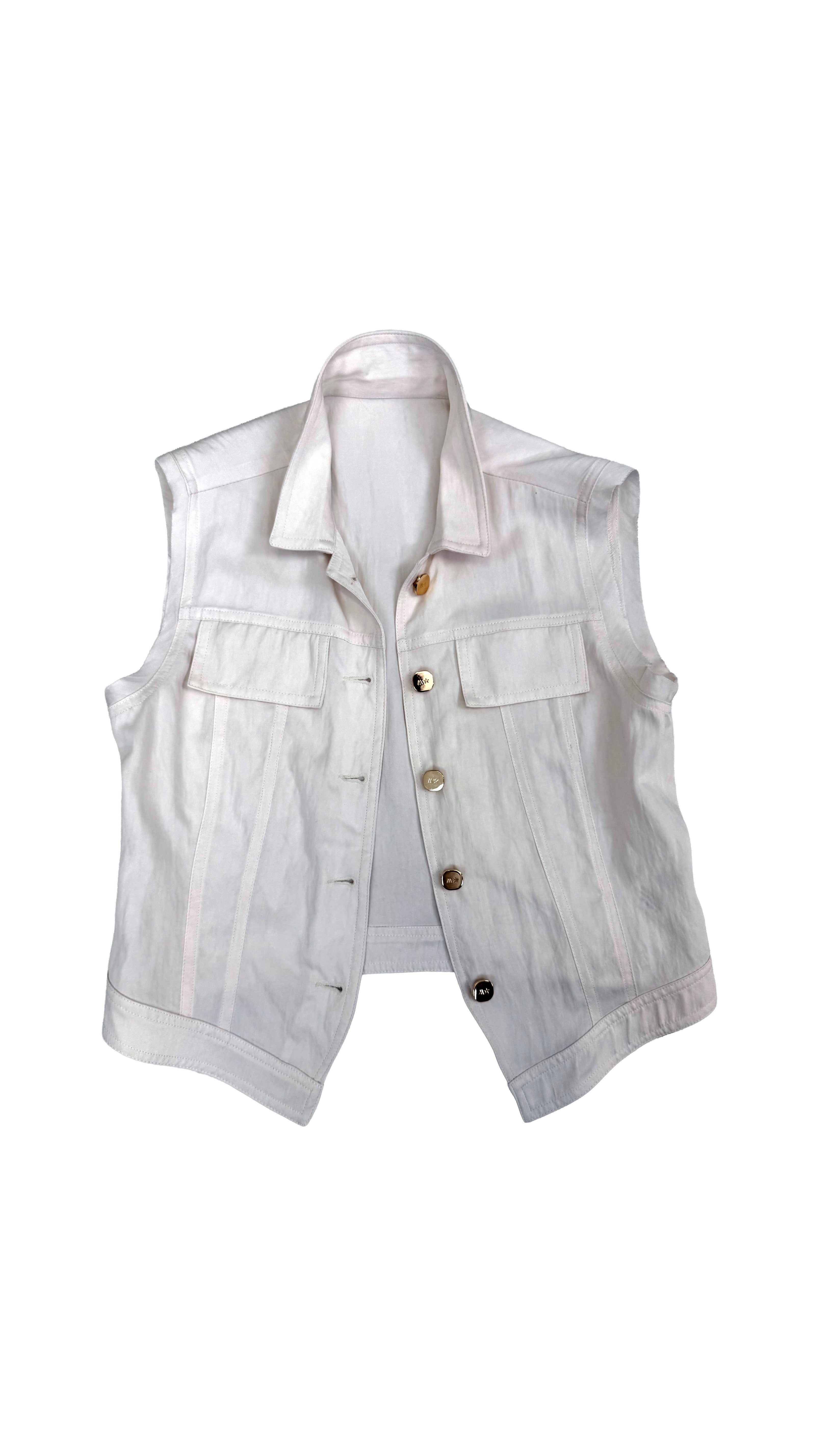 GILET CON COLLETTO IN TESSUTO EFFETTO LAVATO
