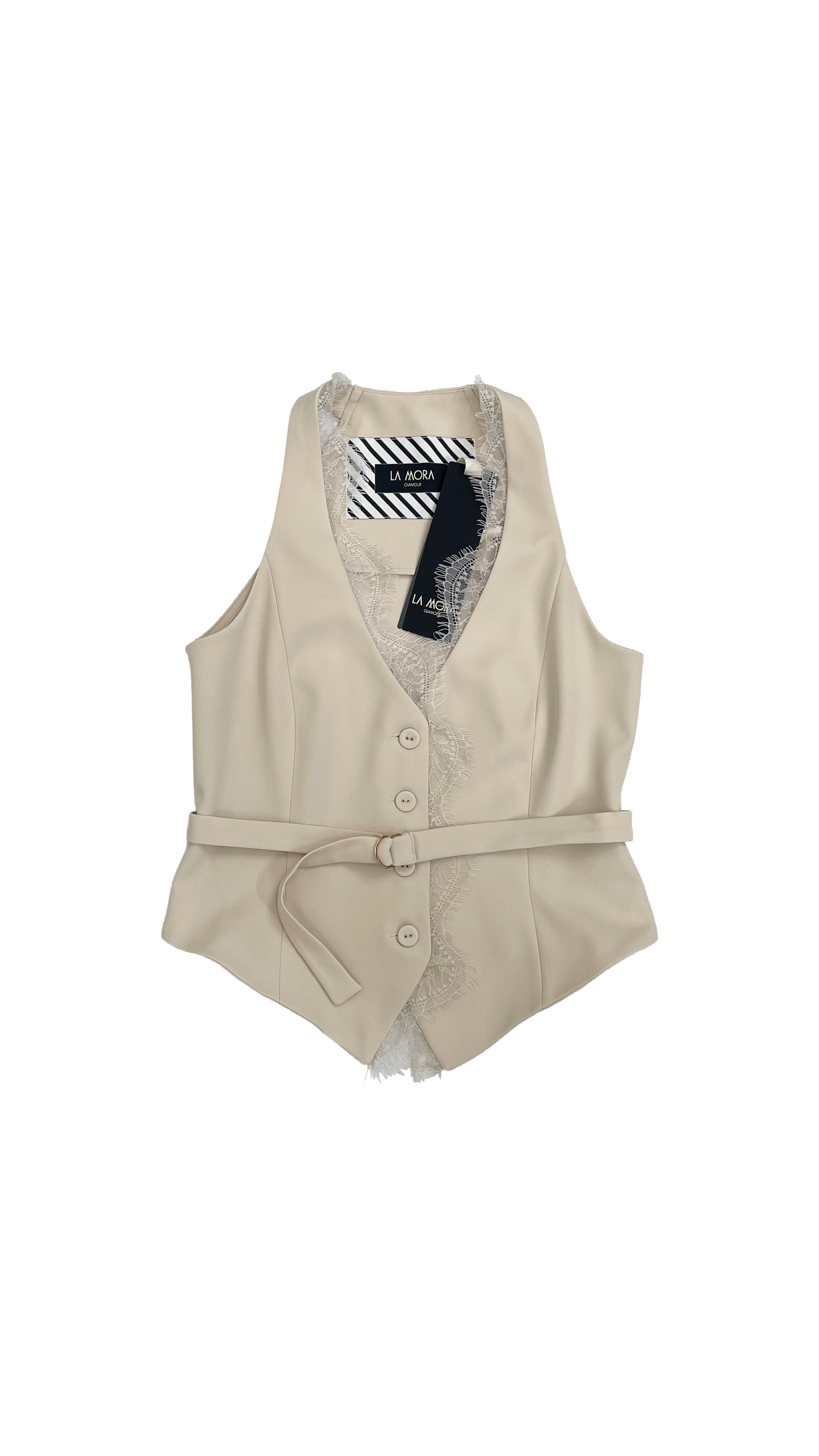 GILET IN CADY FLUIDO CON PIZZO SCOLLO