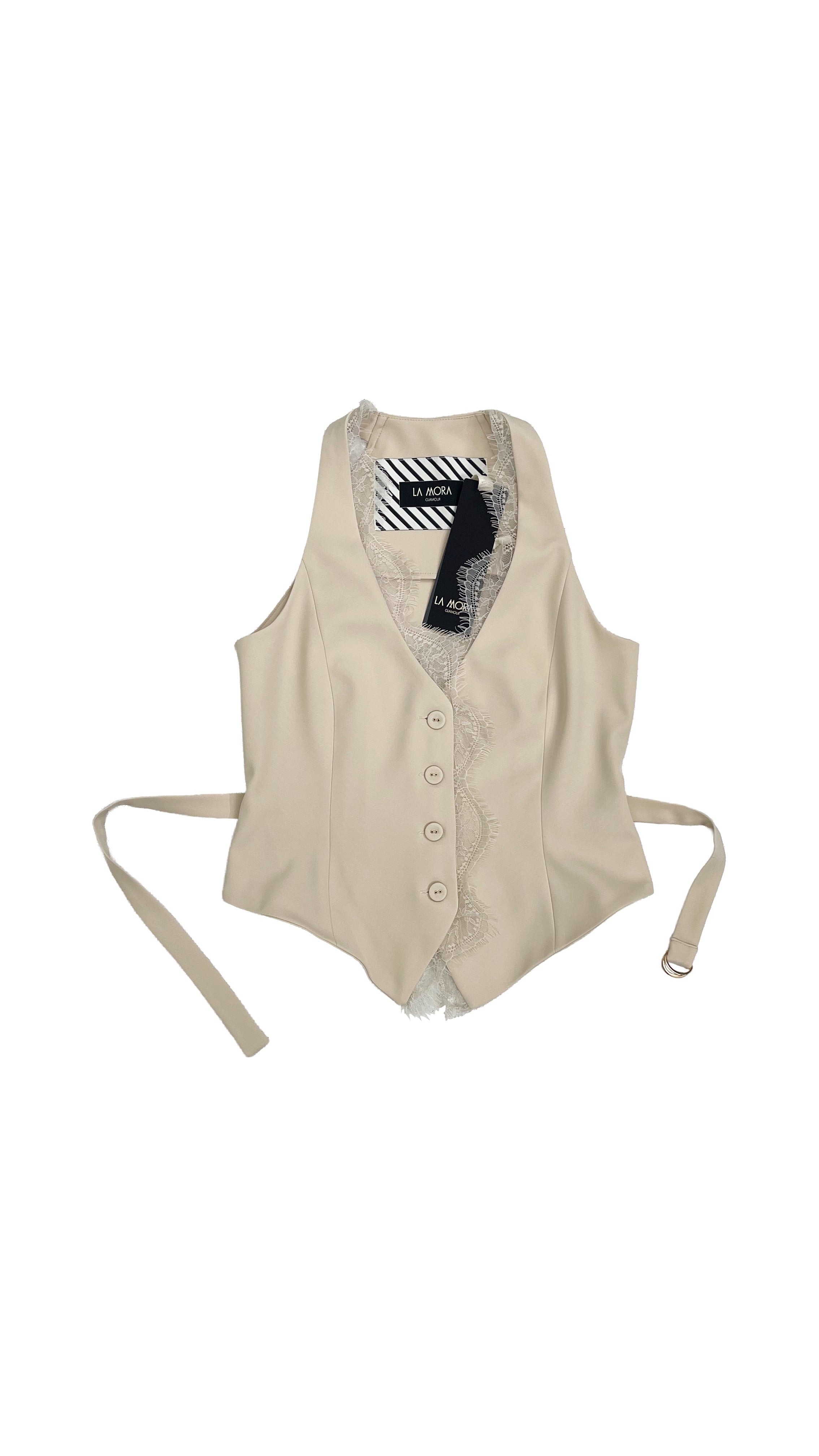 GILET IN CADY FLUIDO CON PIZZO SCOLLO