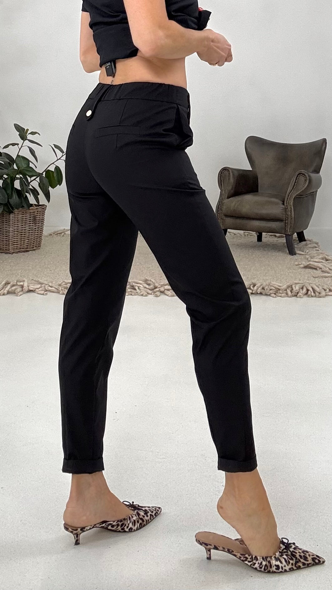 814 P25 NERO BAGGY CAROTA IN TESSUTO TECNICO LIGHT DI COTONE