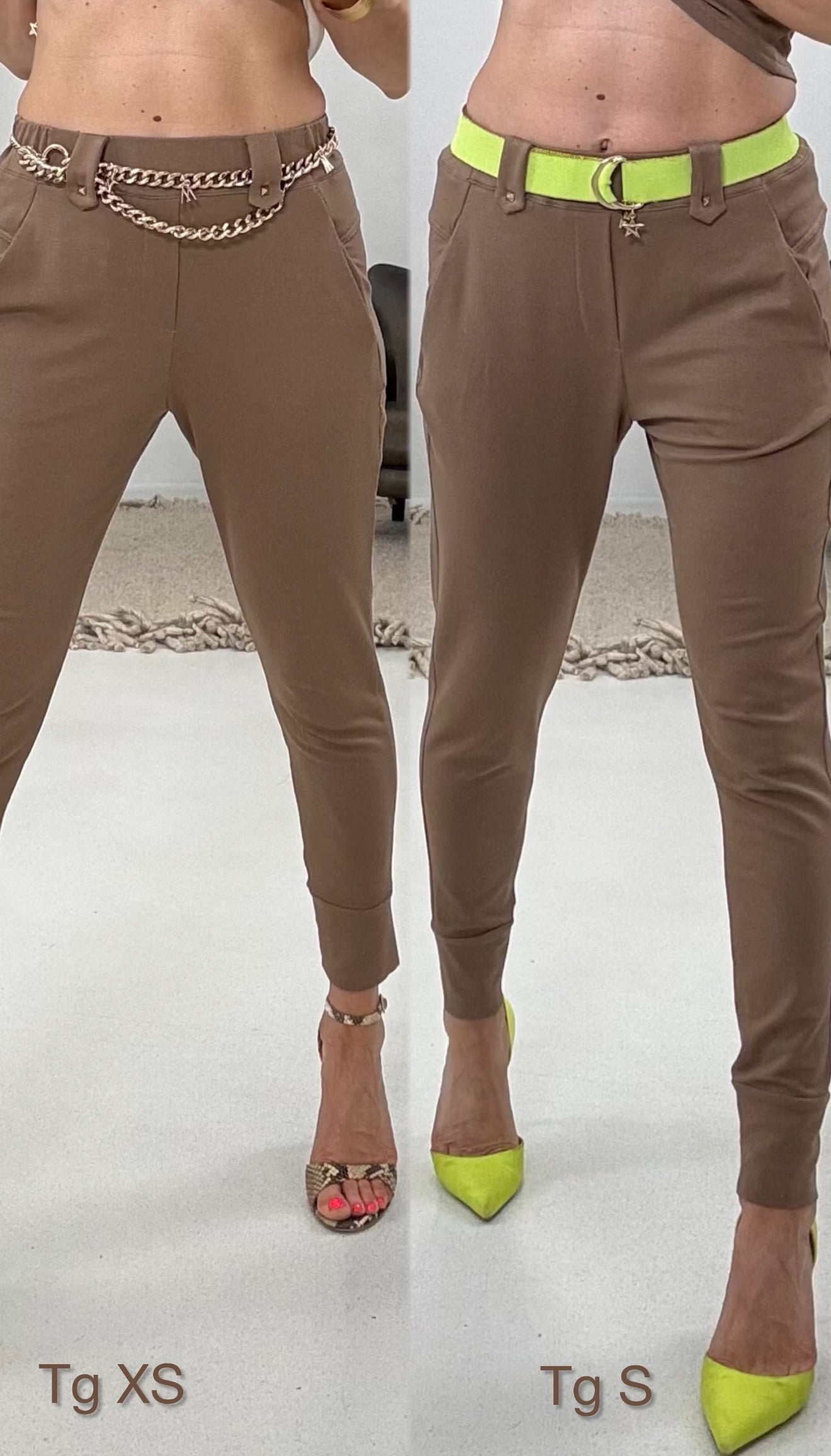 815 P25 FANGO PANTALONE IN FELPA LEGGERA DI VISCOSA CON POLSINO AL FONDO