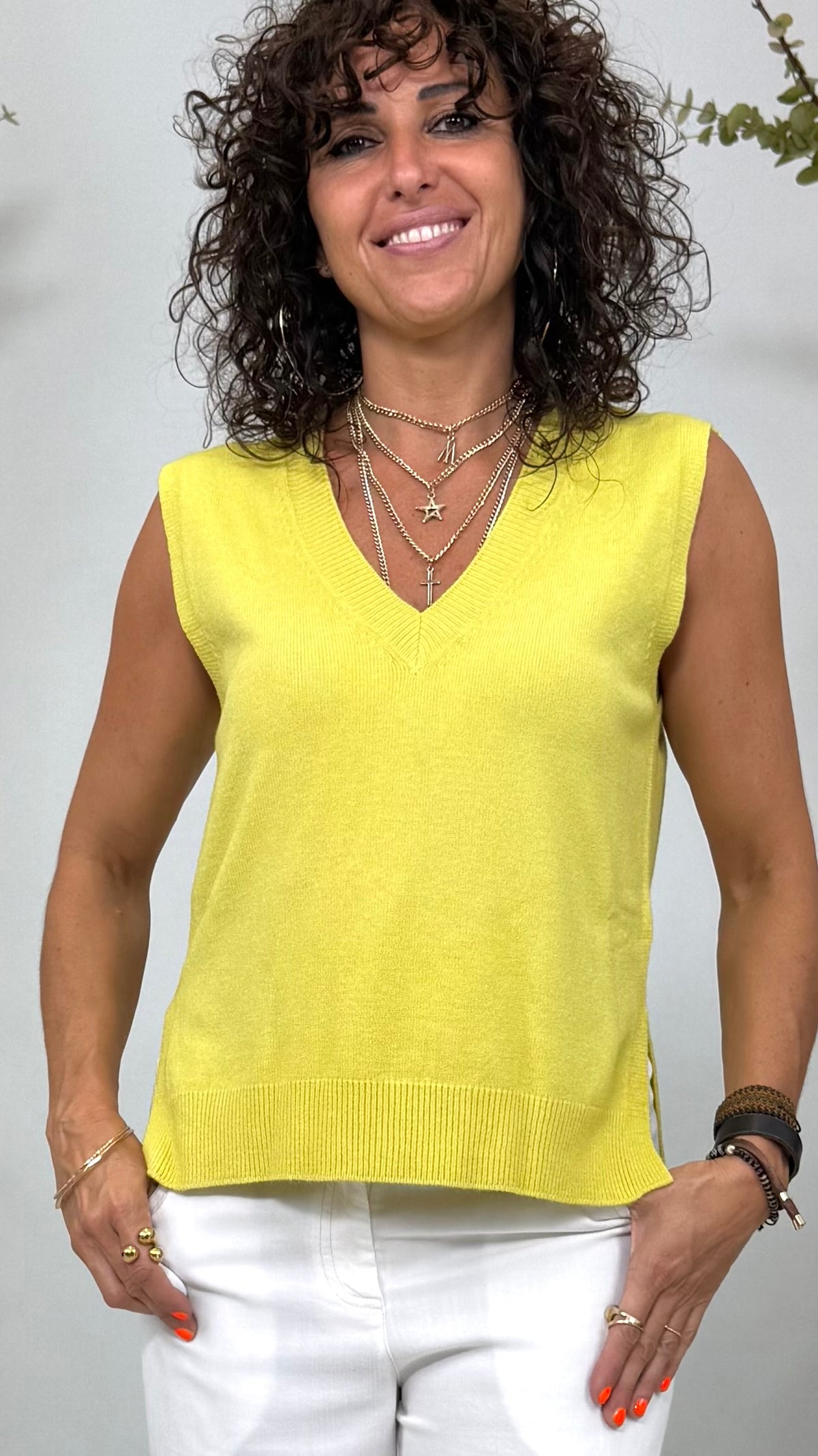 GILET MAGLIA SCOLLO A V IN CALDA VISCOSA